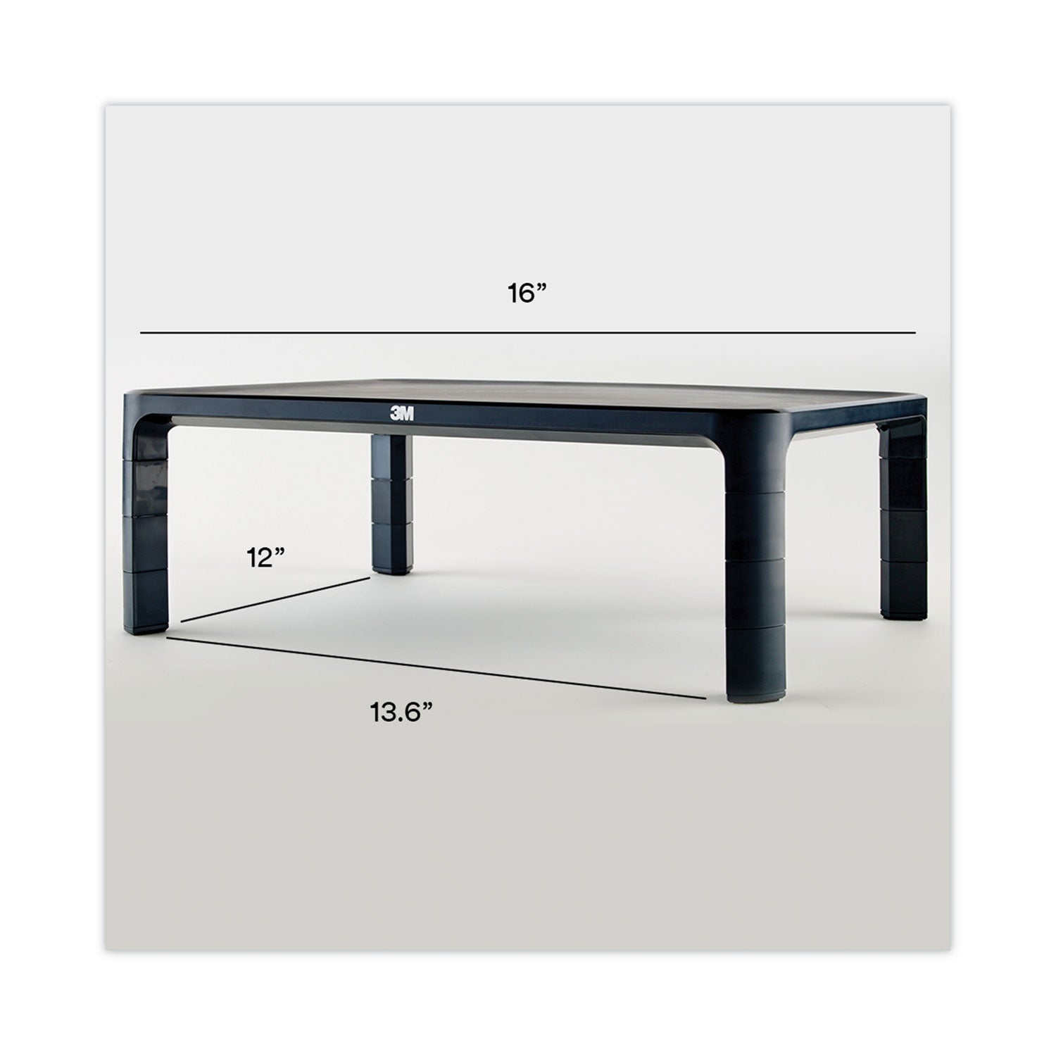 3M™ Adjustable Monitor Stand - Ergonomic Black Desk Riser (16