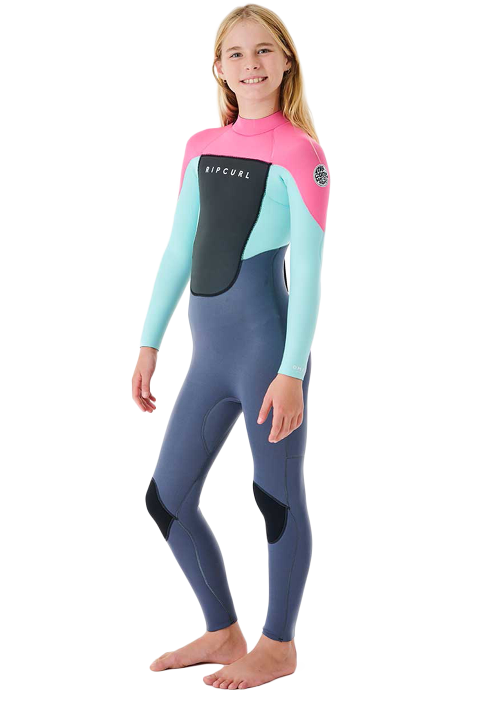 Rip Curl Girls Omega 3/2mm E Stitch Back Zip Steamer Wetsuit - Kids Surfing Wetsuit for Cold Water - Perfect for Surfing, Swimming & Water Sports