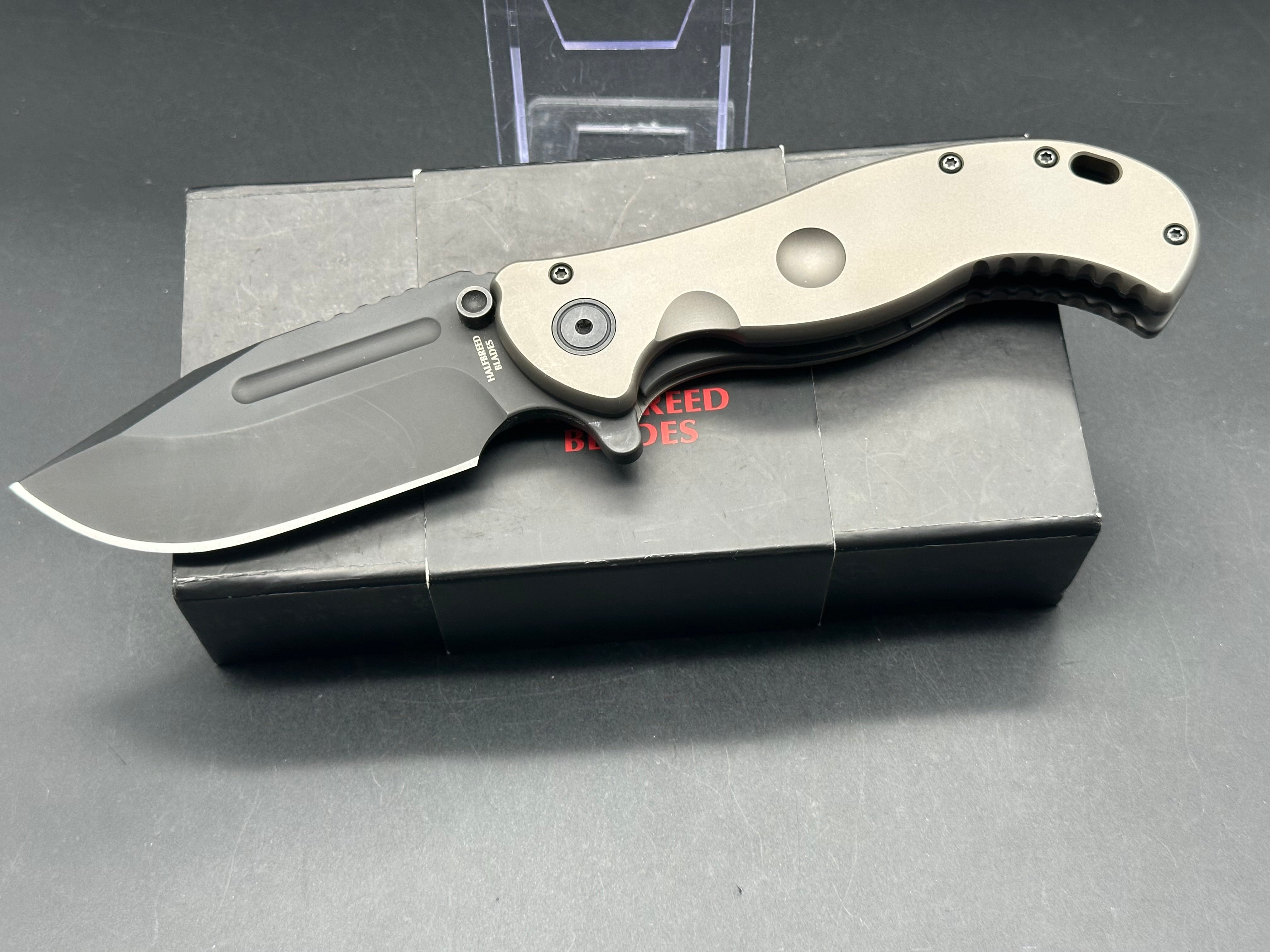 Halfbreed Blades Gen 1 Large Bushcraft Folding Knife - Premium Titanium Handle with S35VN Steel Blade - Ideal for Camping, Hunting & Outdoor Survival