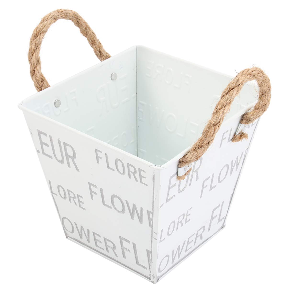 Galvanized Metal Flower Pot Planter - Rustic Vintage Square Garden Bucket for Indoor & Outdoor Plants | Home Decor, Patio, Balcony Decorations