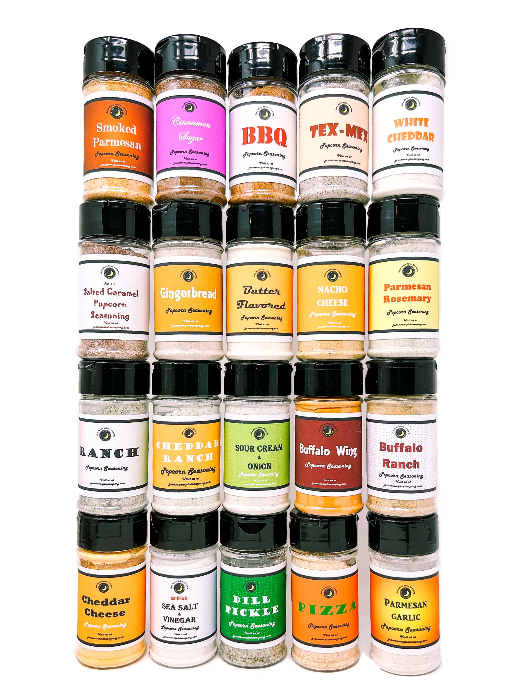 20-Pack Premium Popcorn Seasoning Variety - 20 Exciting Flavors Including Sea Salt, BBQ, Cheddar & More | Perfect for Movie Nights, Parties & Snack Time