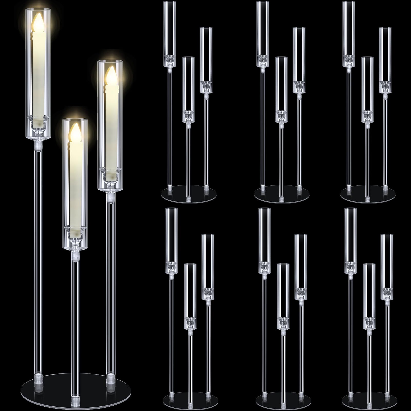 Layhit 6-Piece Acrylic Candelabra Set - 30.7