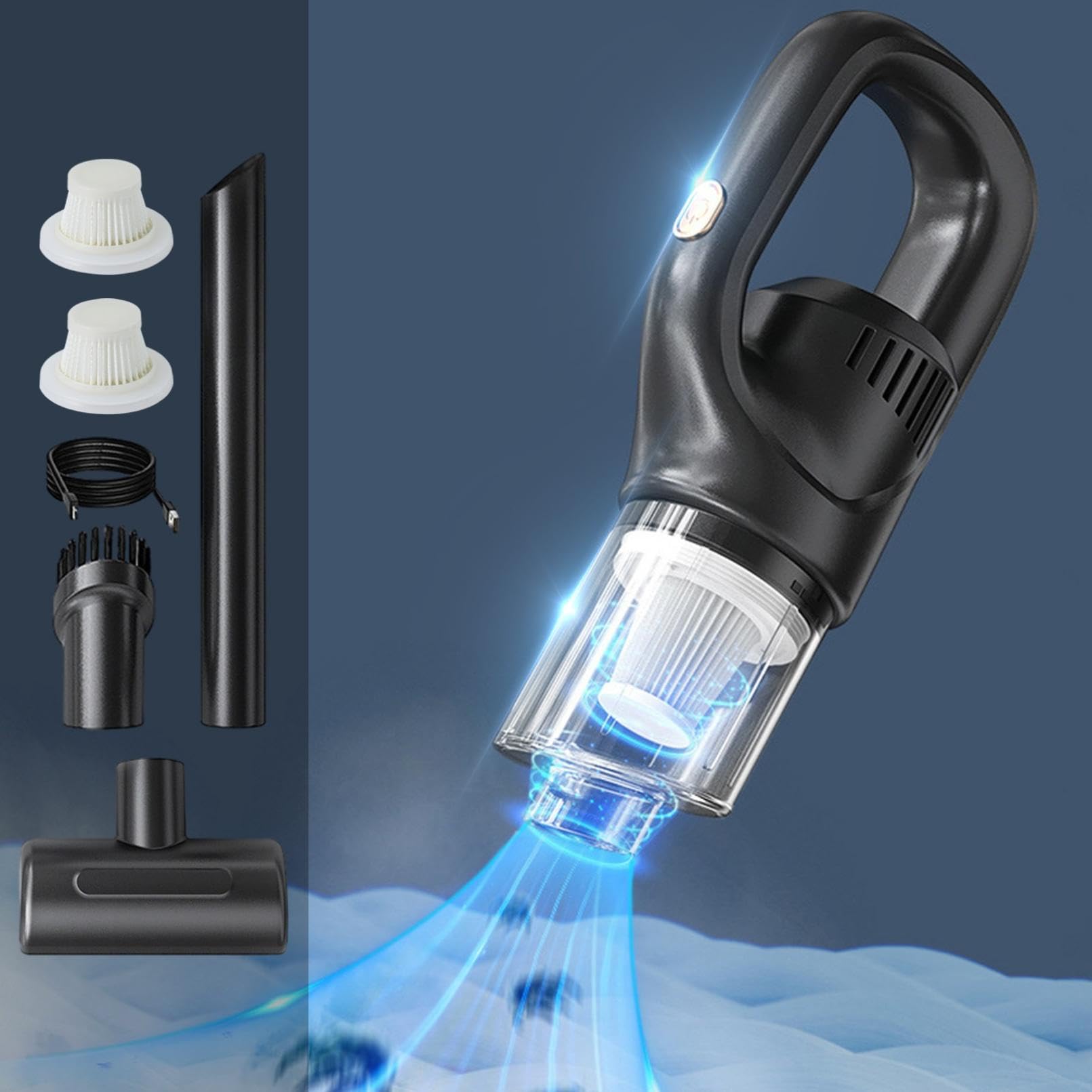 MIANHT High Power Wireless Handheld Vacuum Cleaner - Portable Rechargeable Car & Home Vacuum for Pet Hair, Dust, Crumbs - Powerful Small Vacuum for Car Seats, Home, Office (Black)