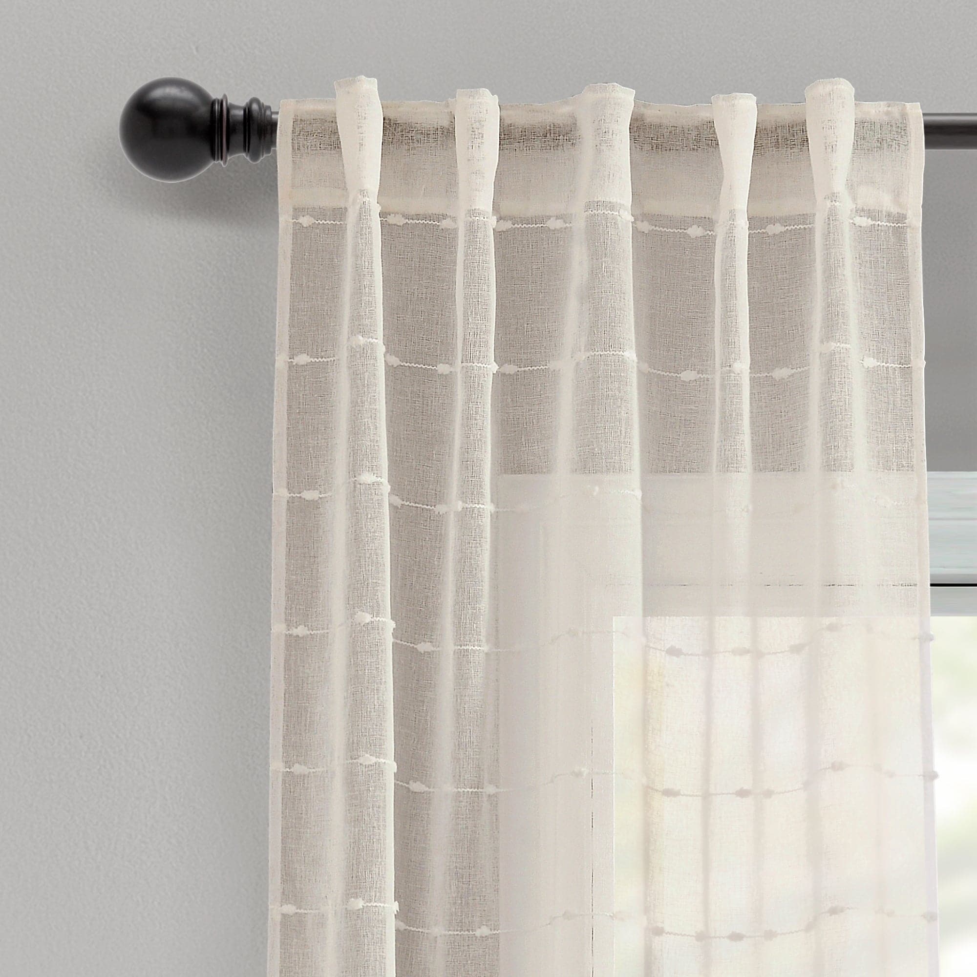 Farmhouse Style Textured Grommet Sheer Window Curtain Panels - Light Filtering Semi-Transparent Drapes for Living Room, Bedroom & Kitchen - Set of 2 Panels (84 Inches Long)