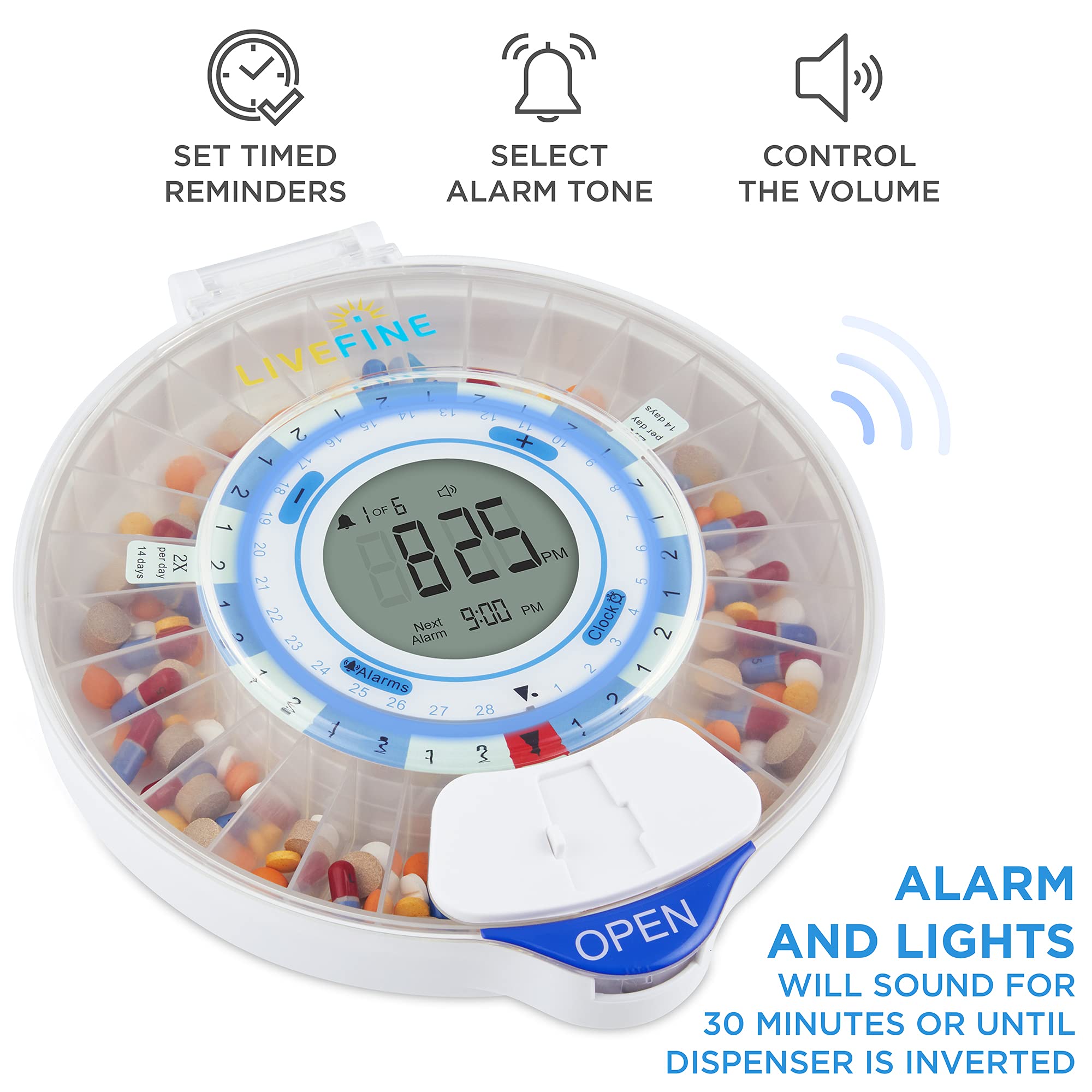Smart WiFi Automatic Pill Dispenser - 28-Day Medication Organizer with 9 Daily Doses, Key Lock & Adjustable Alarms for Prescriptions & Vitamins | Perfect for Elderly Care, Travel, and Daily Medication Management