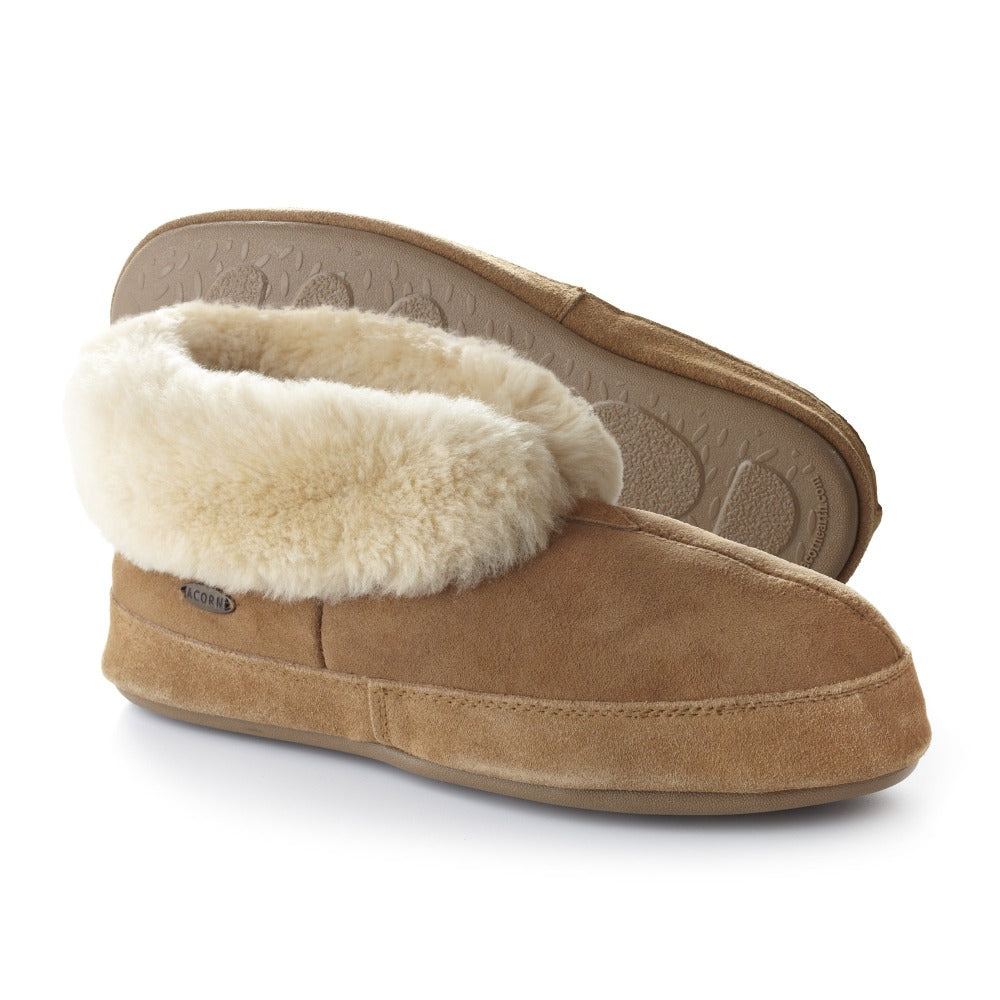 Men's Comfortable Sheepskin Bootie Slippers with Indoor/Outdoor Sole - Warm & Cozy House Shoes for Winter, Home, Office, and Casual Wear