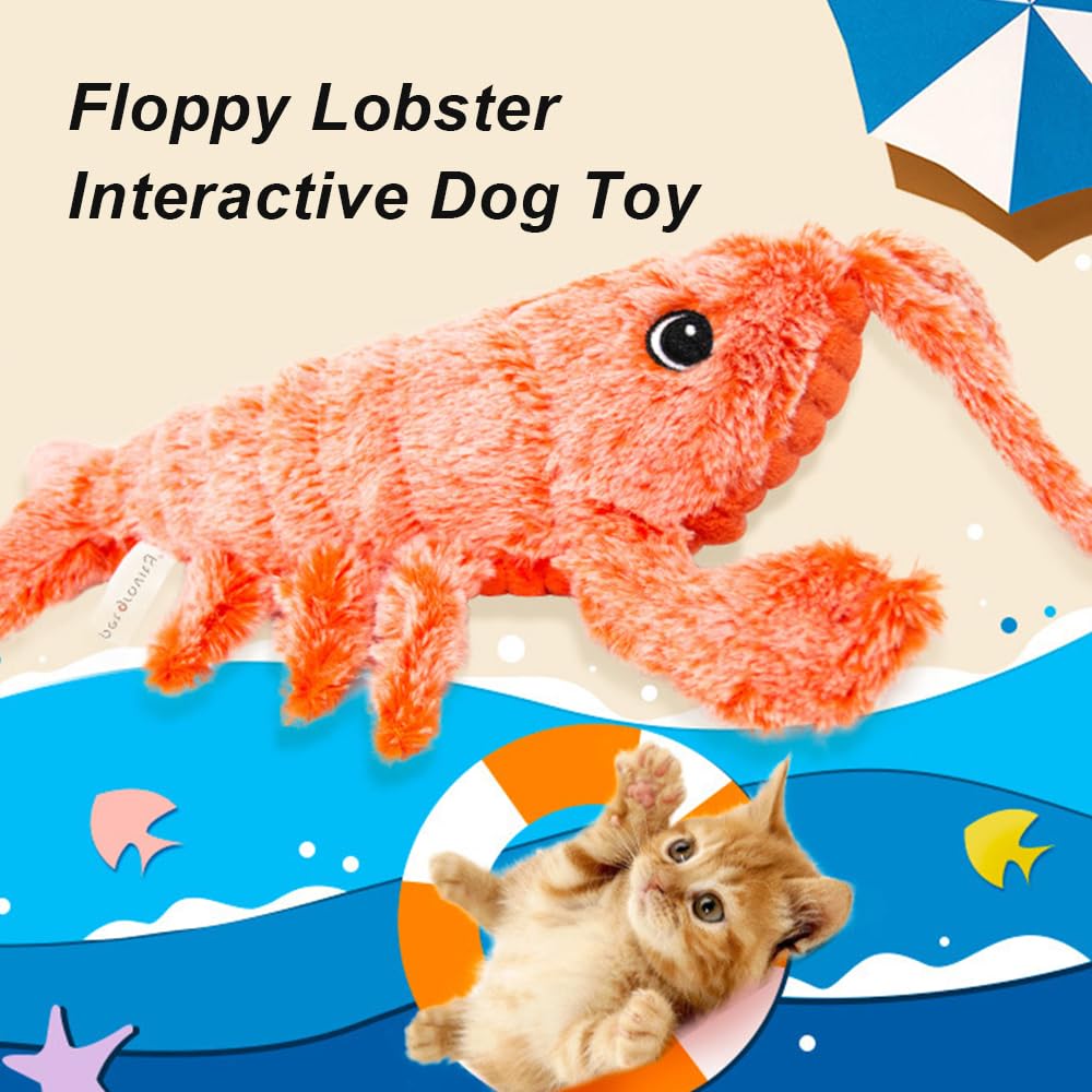 Interactive Wiggly Lobster Dog Toy - Floppy & Furry Plush Pet Toy for Small Dogs & Cats - Orange (1pc) - Perfect for Playtime, Training & Cuddling