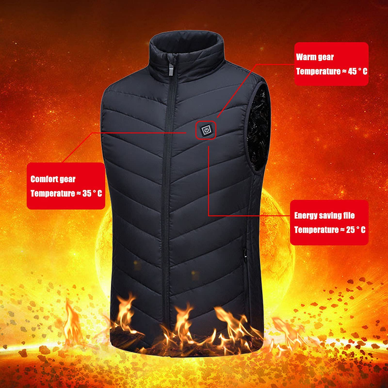 Men's Heated Jacket - Lightweight Winter Coat for Outdoor Activities
