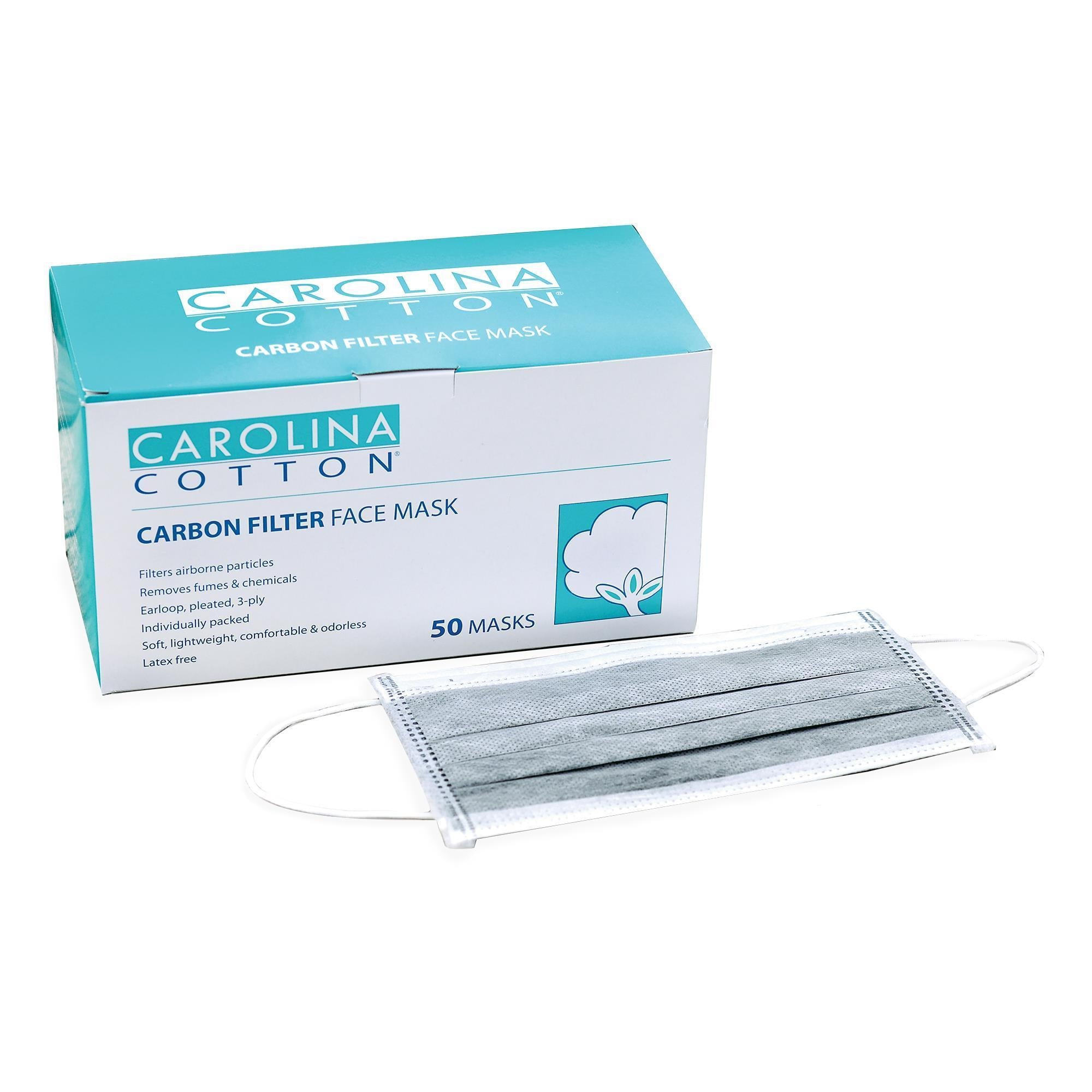 Carolina Cotton Carbon Filter Face Mask - 50 Pack | Reusable & Breathable for Daily Protection | Perfect for Travel, Work, and Outdoor Activities