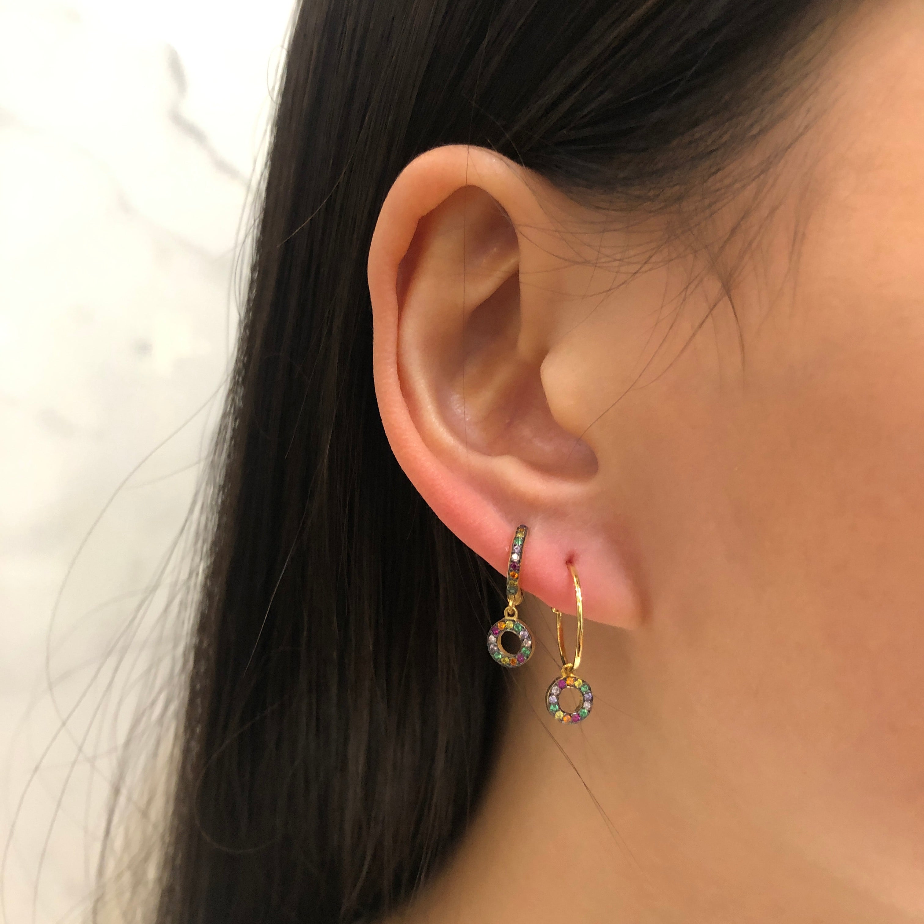 Gold Rainbow Hoop Earrings - Single Piece for Women, Perfect for Parties, Weddings & Everyday Wear