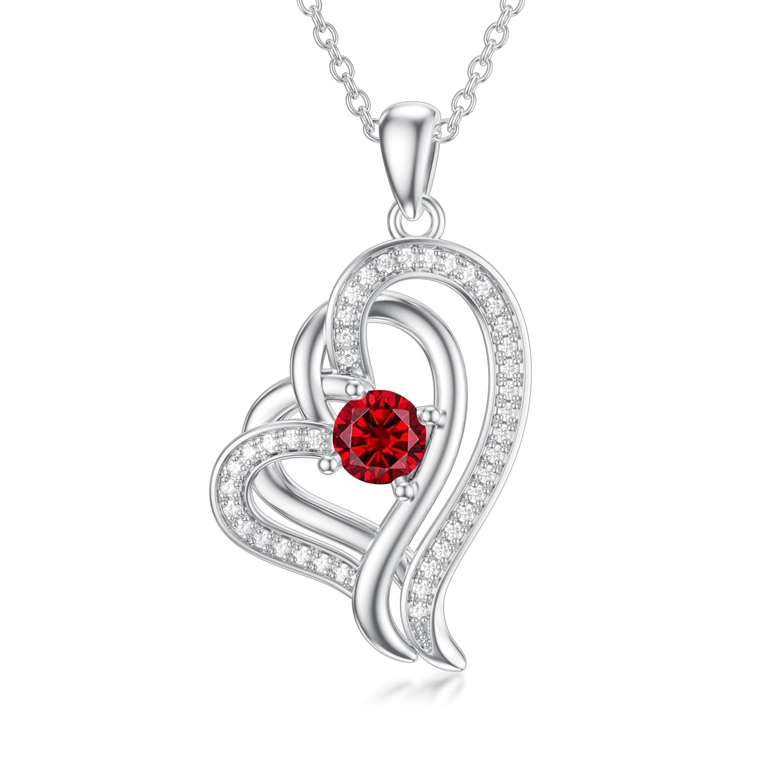 TOUPOP 925 Sterling Silver Heart Birthstone Necklace for Women - Personalized Anniversary, Birthday Jewelry Gift for Her, Sister, Friends | Perfect for Valentine's Day, Mother's Day & Special Occasions