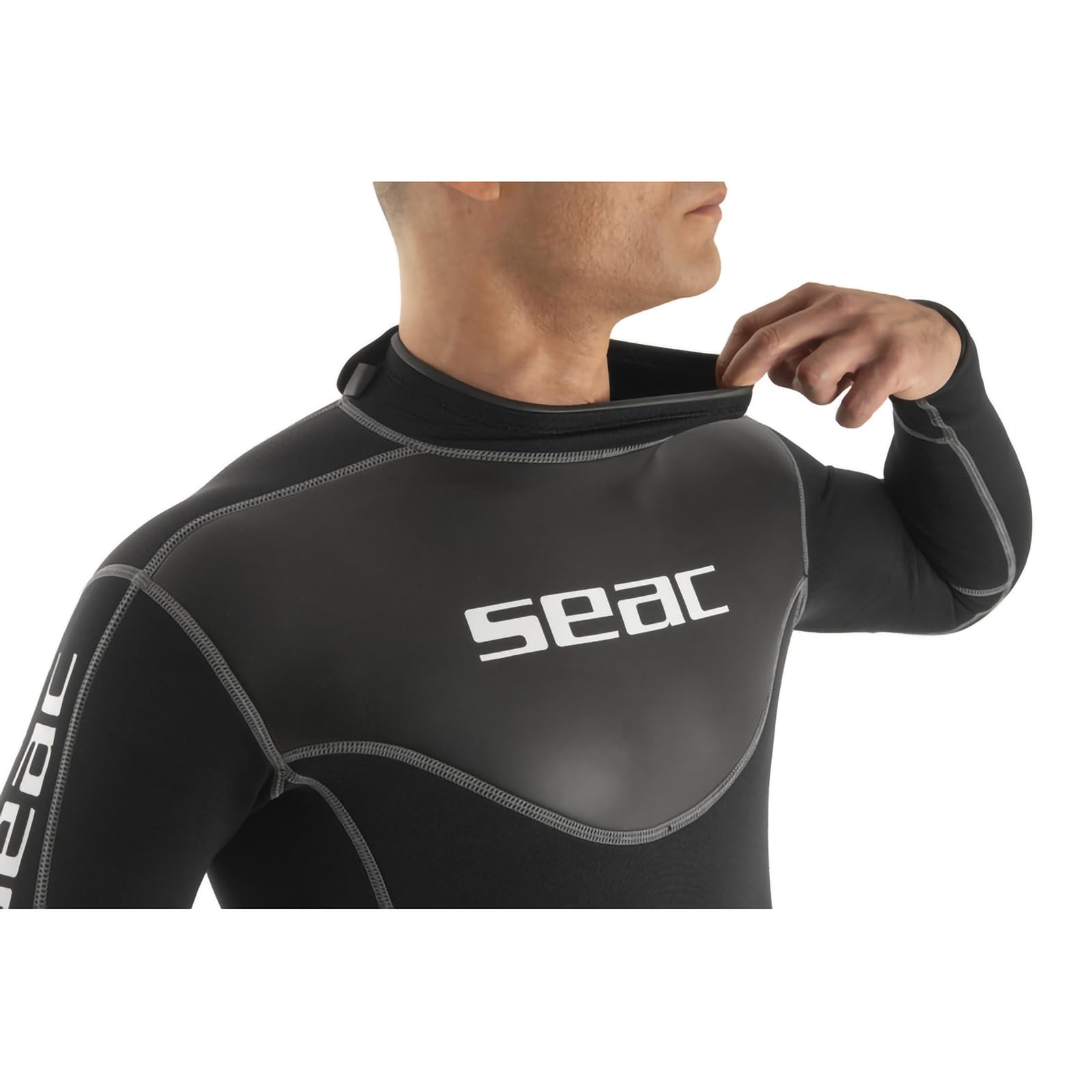 SEAC Sense Black Men's 3mm Neoprene Wetsuit - Super Elastic One-Piece Snorkeling & Diving Suit for Warm Water Activities | Perfect for Scuba Diving, Spearfishing & Underwater Photography