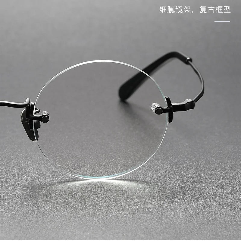 Aimee Men's Rimless Round Titanium Eyeglasses 14272 - Lightweight & Durable Titanium Frame for Reading, Computer Work & Everyday Use