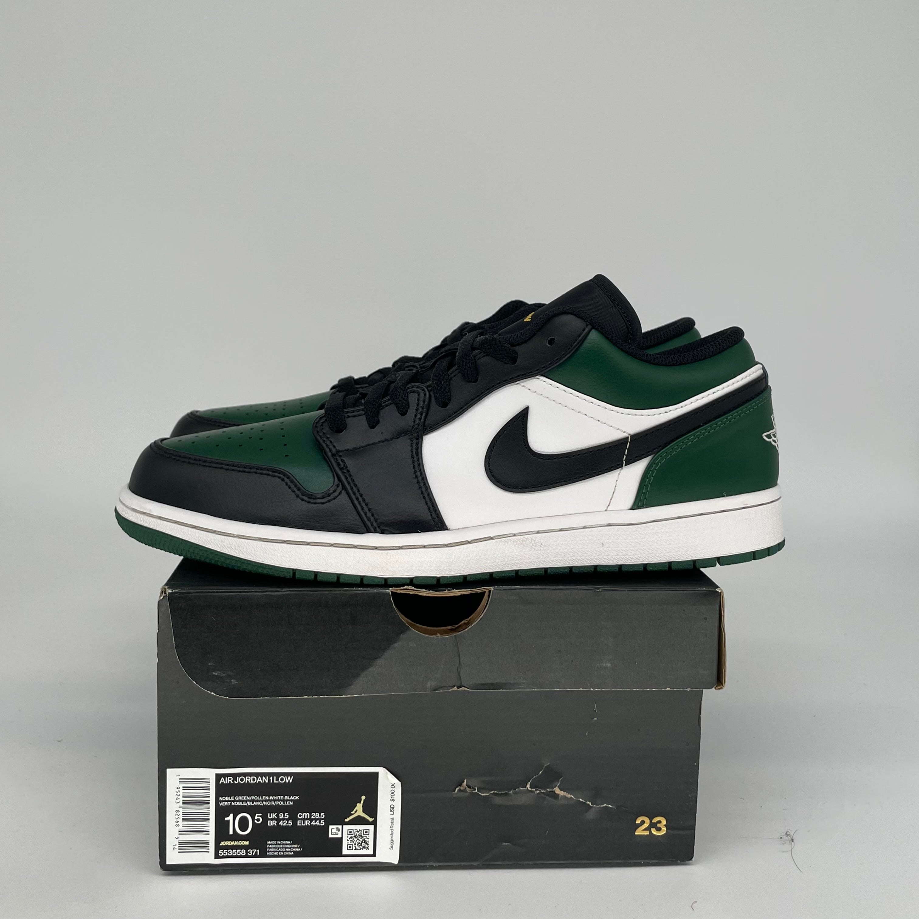 AIR JORDAN 1 LOW Green Toe Men's Basketball Shoes Size 10.5 - Style 553558-371 | Perfect for Streetwear, Casual Outfits & Sneaker Collectors