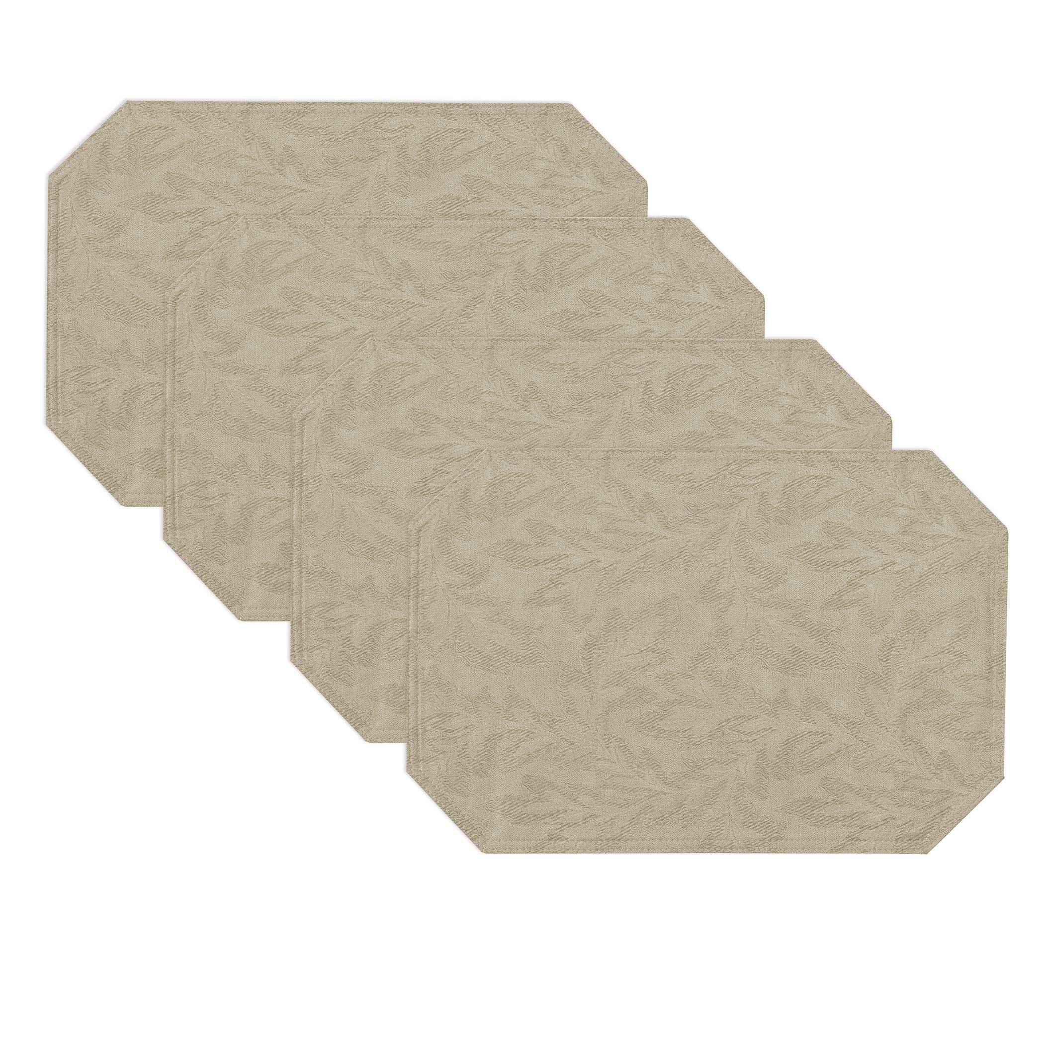 Sonoma Damask Print Vinyl Placemats Set - Vanilla Waterproof Table Mats for Dining, Kitchen & Home Decor - Elegant Table Setting Accessories for Everyday Meals & Special Occasions