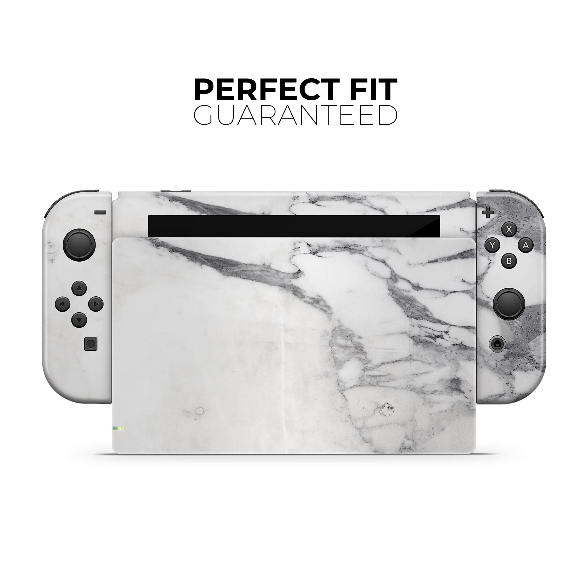 Nintendo Switch Lite Skin Decal - White & Grey Marble Vinyl Wrap Cover | Scratch-Resistant, Removable Protective Case | Perfect for Gaming, Travel & Personalization