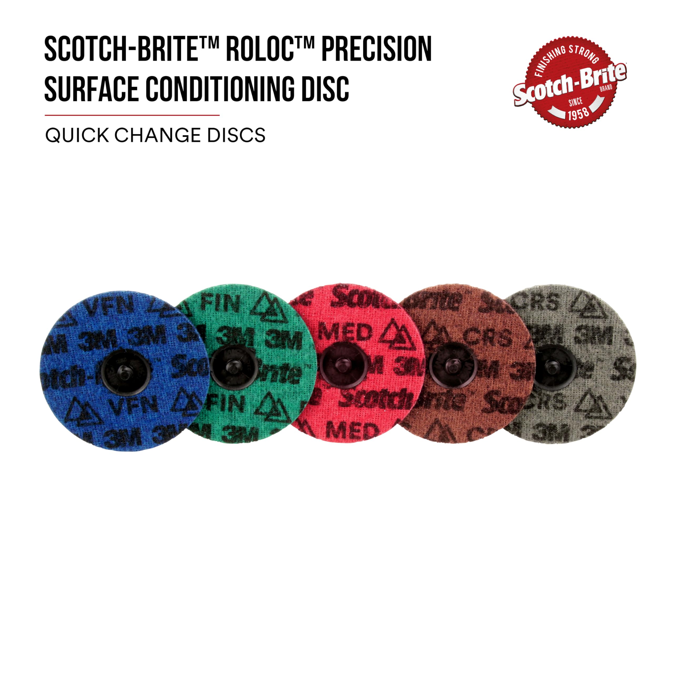 Scotch-Brite Precision Surface Conditioning Disc - Roloc TS Extra Coarse Ceramic Nonwoven Fiber - 3 Inch - 25/Inner Pack, 100/Case - Easy Change Dispenser Pack for Metal Finishing, Automotive Repair & Woodworking