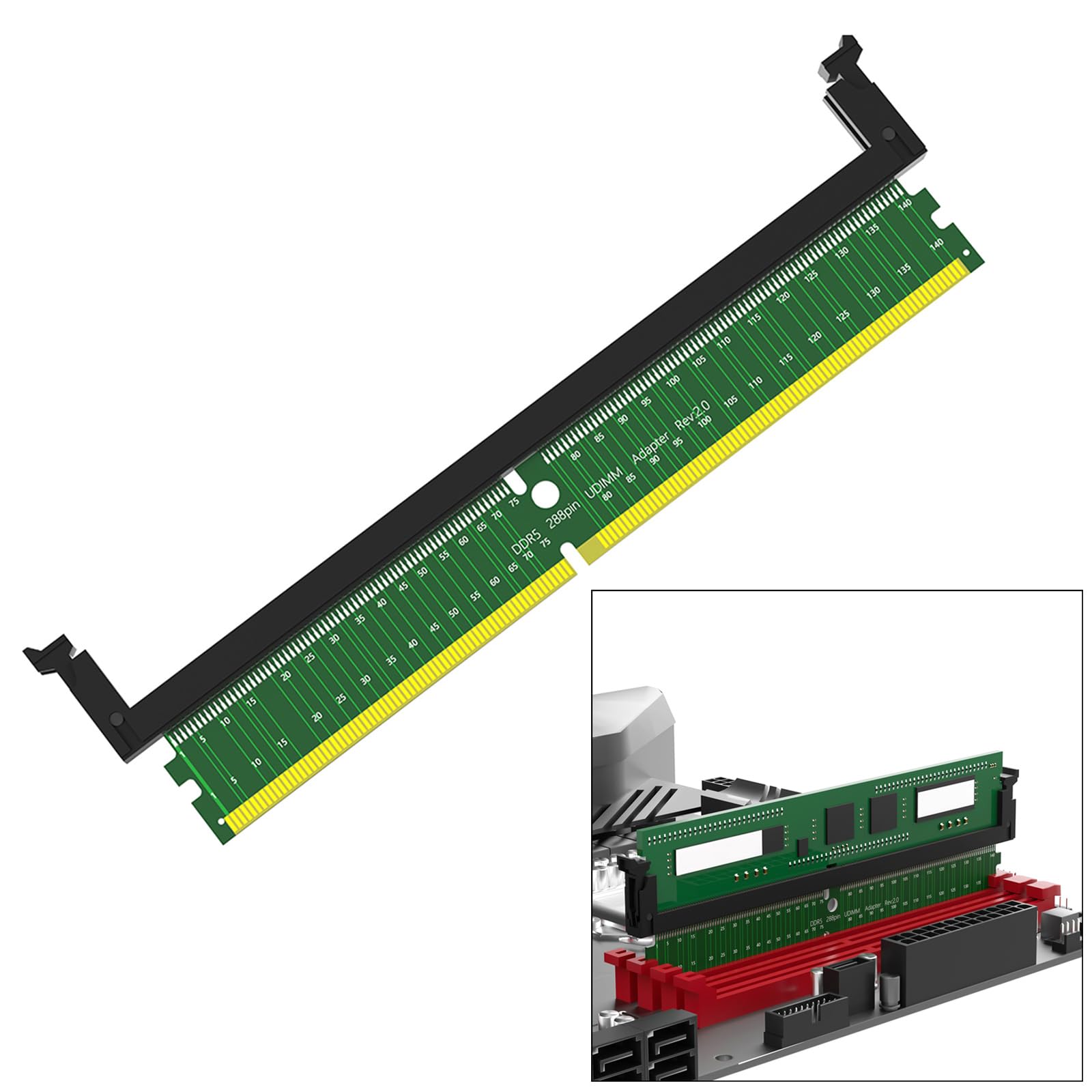 KASFDBMO DDR5 UDIMM 288-Pin Desktop Memory Module - High-Speed RAM for Gaming PCs & Workstations | Compatible with Motherboard Test Slots & Protection Adapters | Perfect for PC Builders, Tech Repairs & Memory Testing