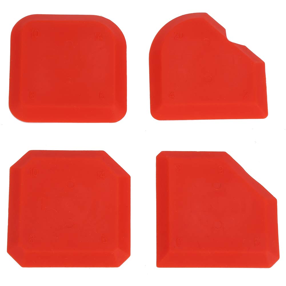 4-Piece Caulk Finishing Tool Kit - Silicone Sealant Remover, Smoother & Scraper for Kitchen, Bathroom, Window & Floor Joints - Perfect for DIY Home Improvement & Professional Sealant Cleaning (Red)