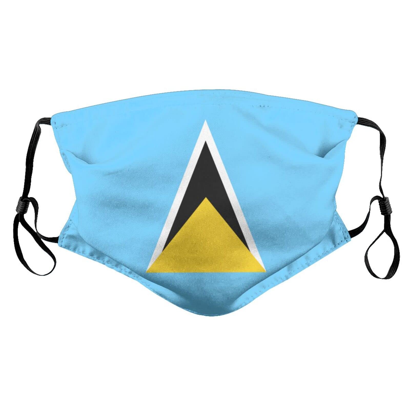 Reusable Saint Lucia Flag Cloth Face Mask with Filters - Breathable & Washable for Men, Women & Kids - Perfect for Travel, Outdoor Activities & Daily Protection