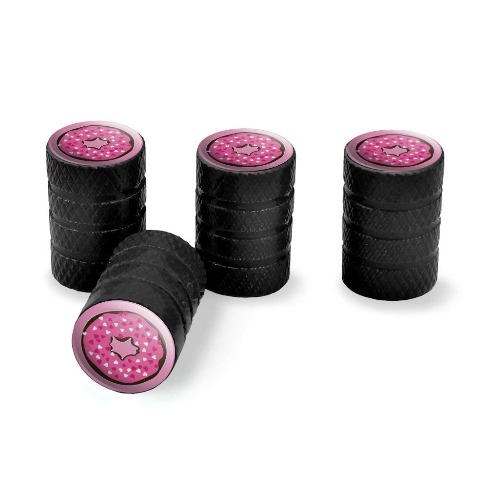 GRAPHICS & MORE Cute Chocolate Valentine Donut Pink Hearts Tire Valve Stem Caps - Aluminum Alloy Wheel Accessories for Cars, Trucks & SUVs - Perfect Gift for Valentine's Day & Car Enthusiasts