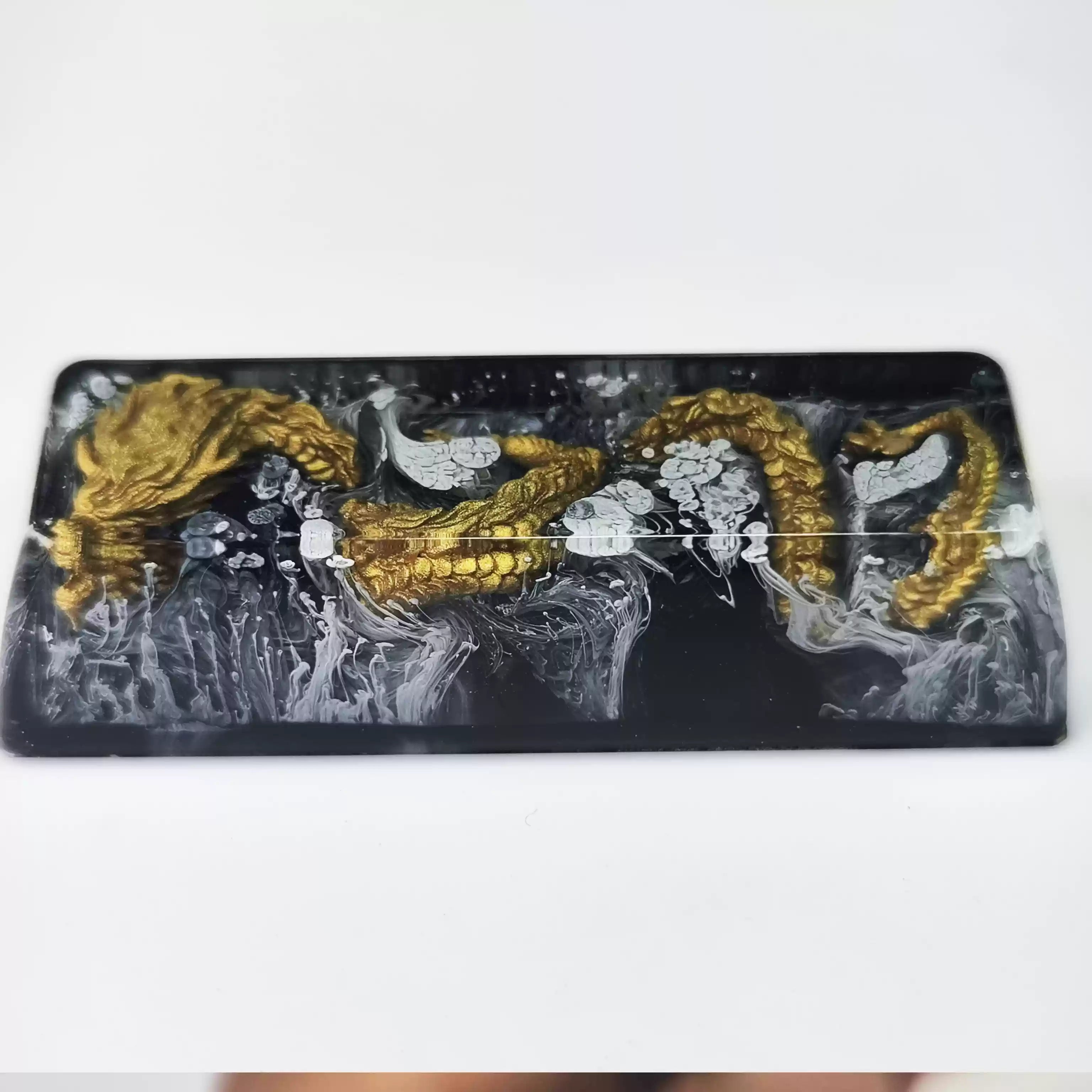 Premium Custom Resin Keycap - Black Gold Dragon Design for Mechanical Keyboards | Handcrafted Artisan Keycap for Gaming & Typing Enthusiasts | Perfect for PC, Mac & Custom Keyboard Builds