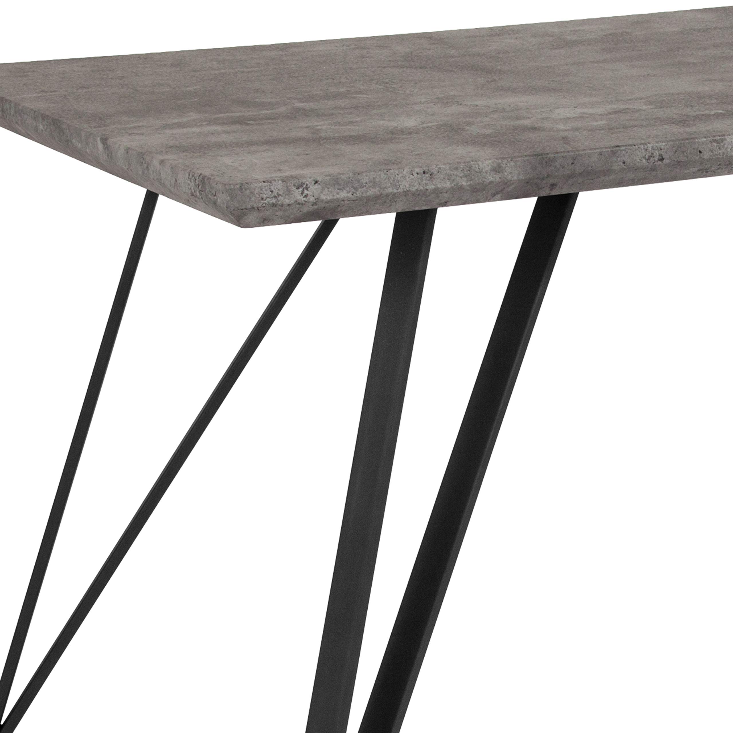 Merrick Lane Maya Contemporary Rectangular Dining Table - Faux Concrete Finish with Black Hairpin Metal Legs - 31.5