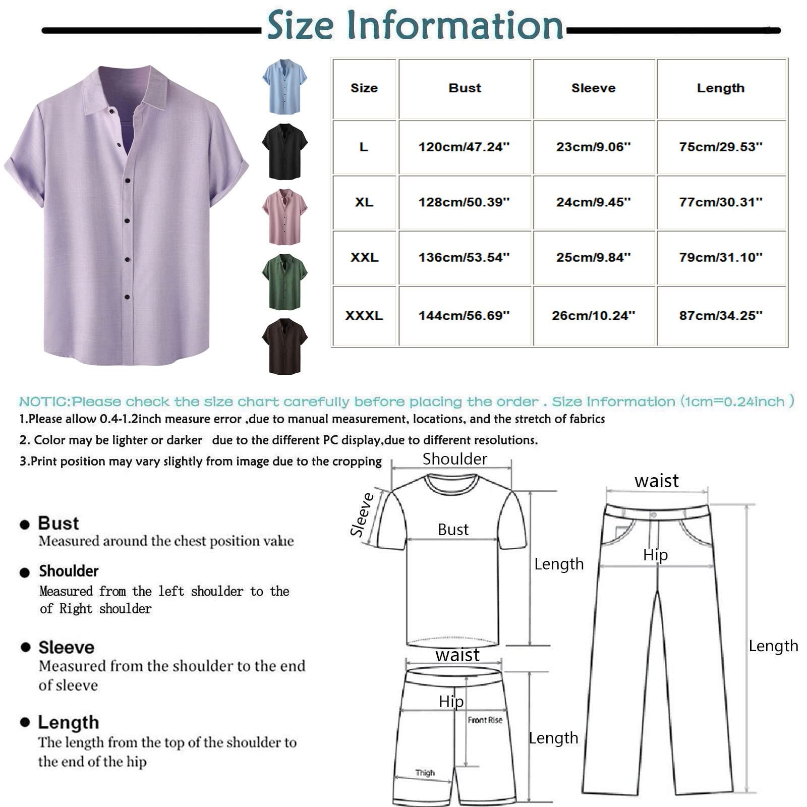 Ymosrh Men's Casual Linen Short Sleeve Shirt - Solid Color Loose Fit Button Down Shirt with Turn-Down Collar | Perfect for Summer, Beach, Office & Casual Outings