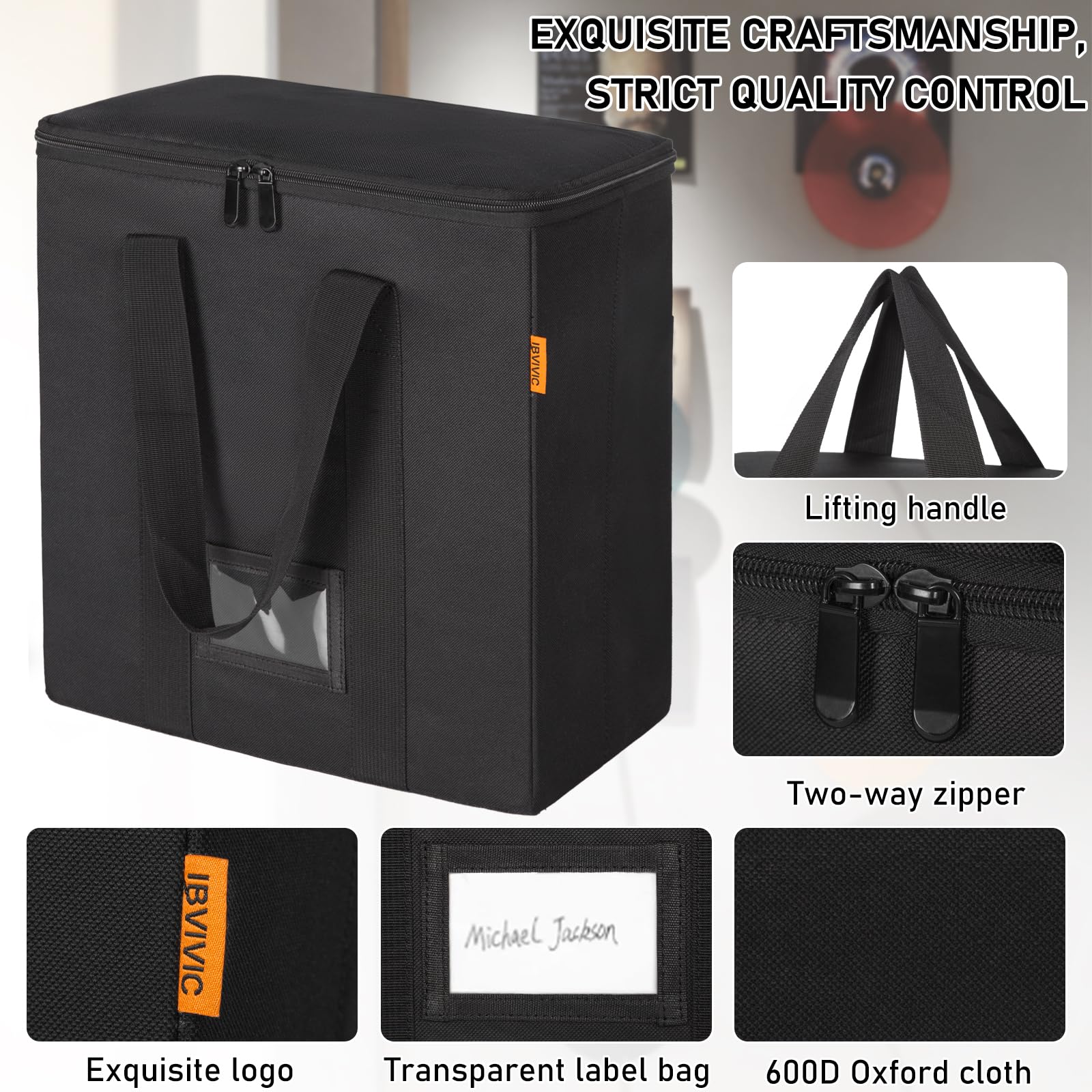 Vinyl Record Storage Box with Lids & Handle - 12 Inch LP Album Organizer Case for DJs & Music Collectors - Perfect for Home, Studio & Travel