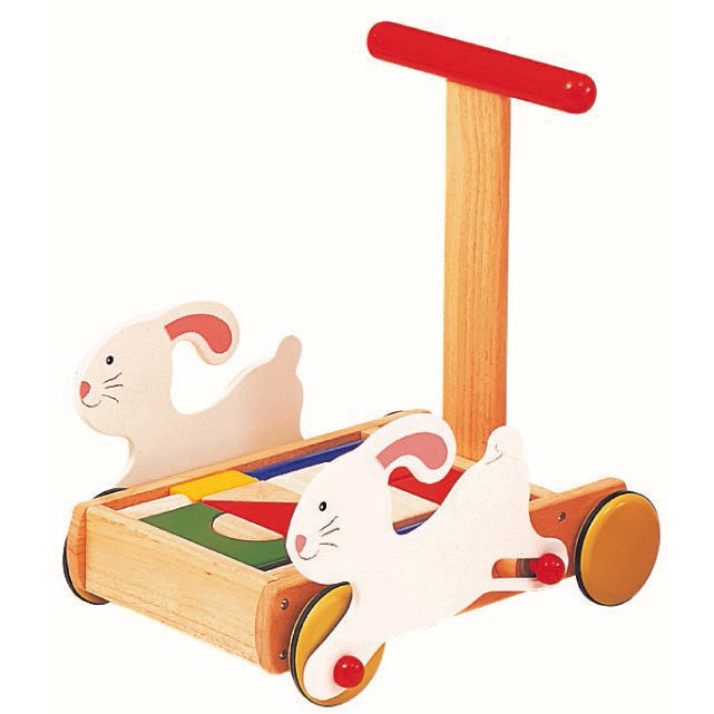 Bass & Bass Baby Walker Bunny with Blocks - Interactive Learning Toy for Toddlers - Perfect for Early Walking, Playtime & Motor Skills Development