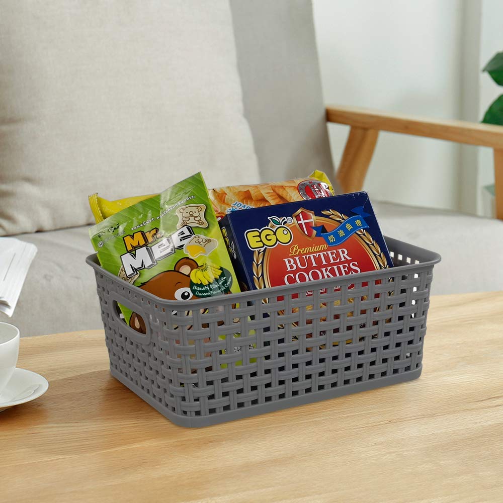 Pekky Grey Plastic Storage Baskets - 6 Pack Classroom Organization Bins for School Supplies, Toys, Books & Home Organization | Perfect for Teachers, Kids Rooms & Office Storage