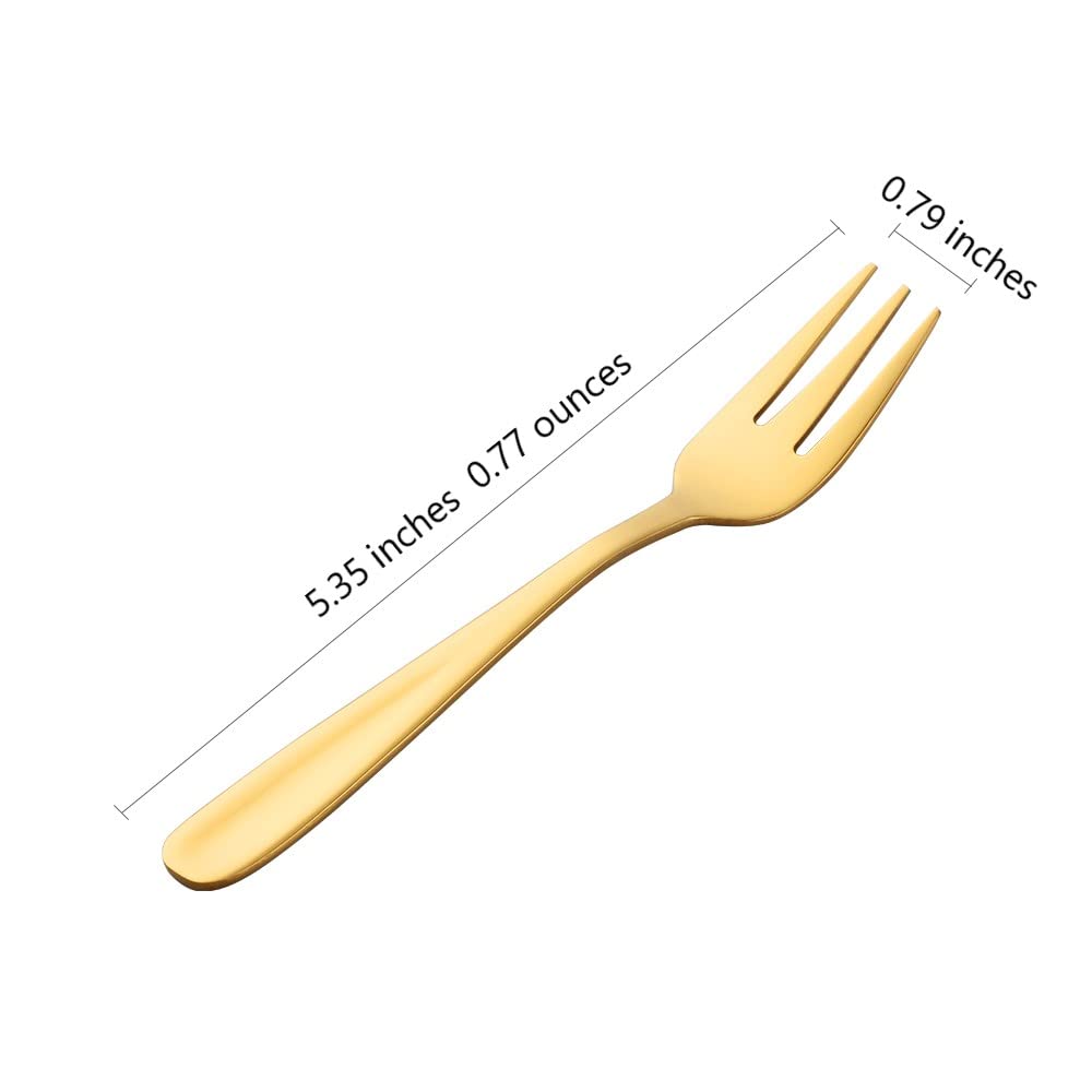 Premium 18/10 Stainless Steel Appetizer Forks Set of 8 - 5.4 Inch Gold Dessert Forks for Cake, Fruits & Tasting - Elegant Black Gift Box - Perfect for Parties, Weddings & Fine Dining