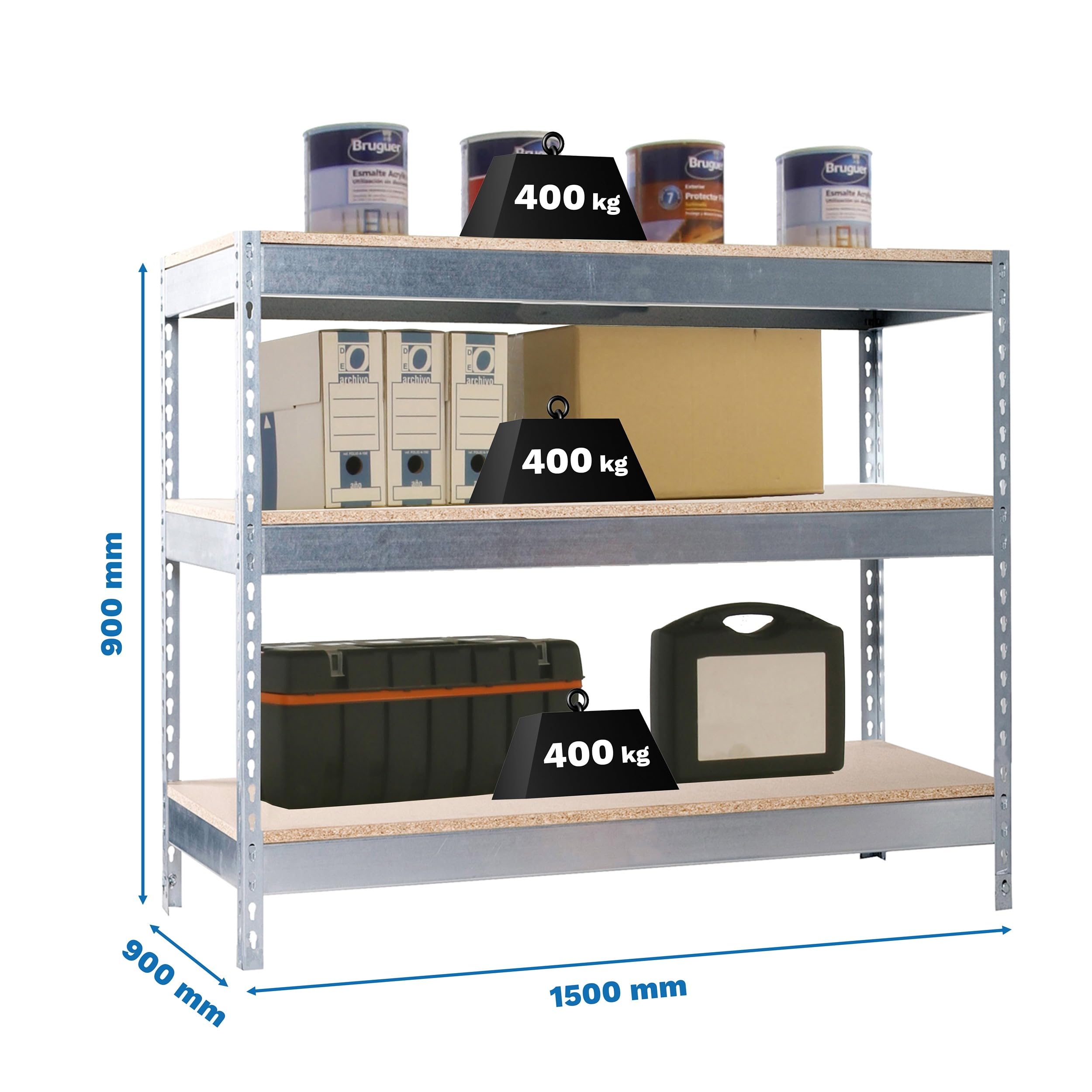 Simon Workbench 900x1500mm, 400kg Load, 3 Height Adjustments - BT-BASIC for DIY & Garage Workshop