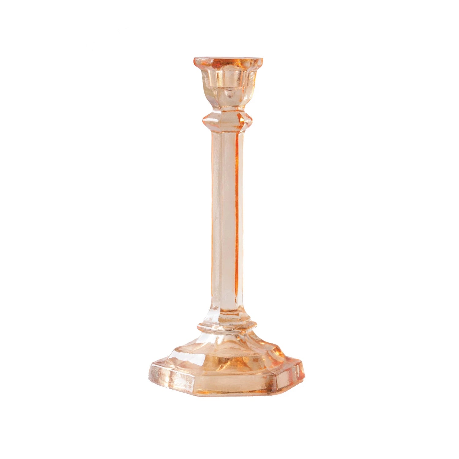Elegant Glass Taper Candle Holder in Orange - Perfect for Romantic Dinners, Wedding Decor & Home Ambiance