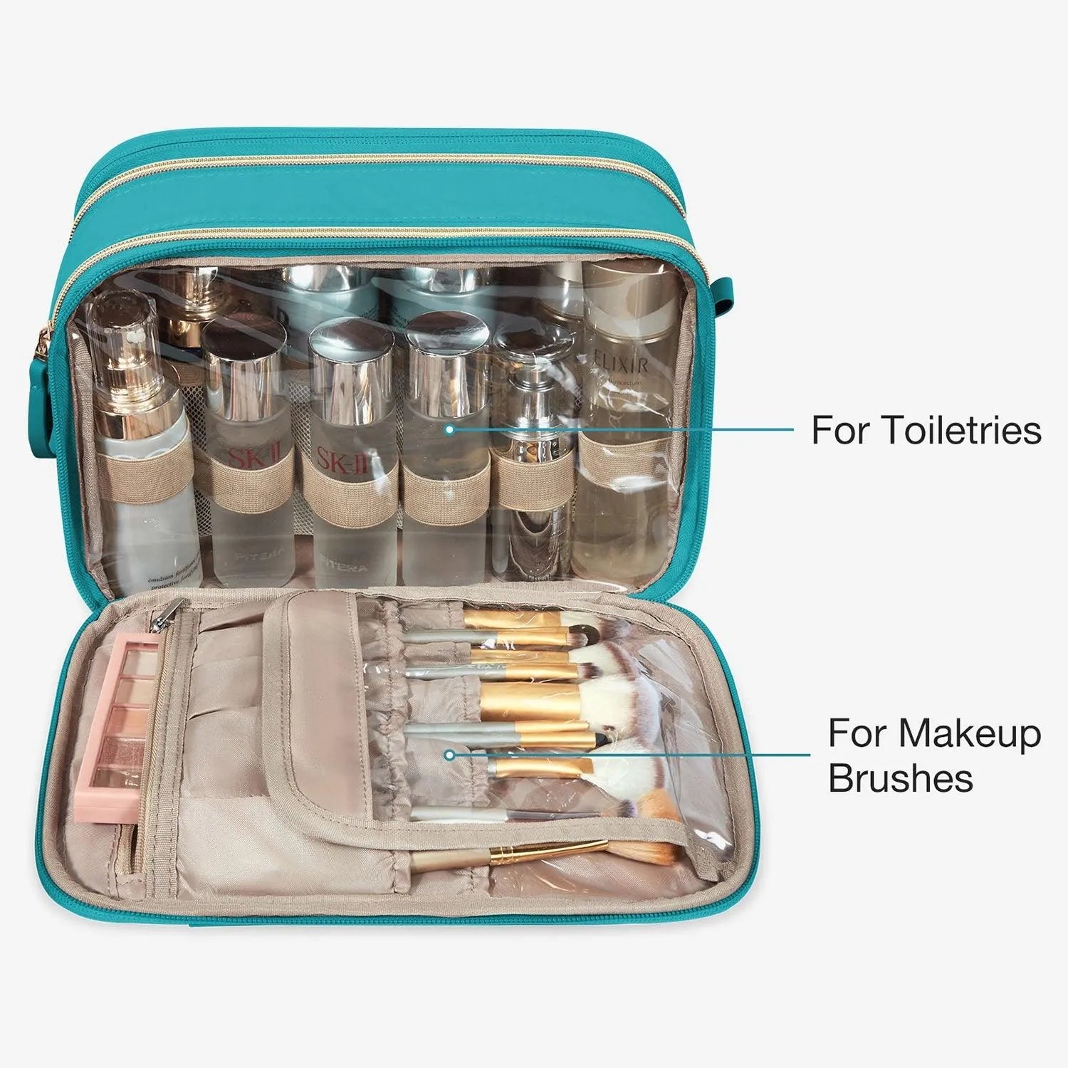 Waterproof Travel Makeup Organizer Bag - Portable Cosmetic Case for Women, Perfect for Airplane Carry-on & Vacation Essentials Storage