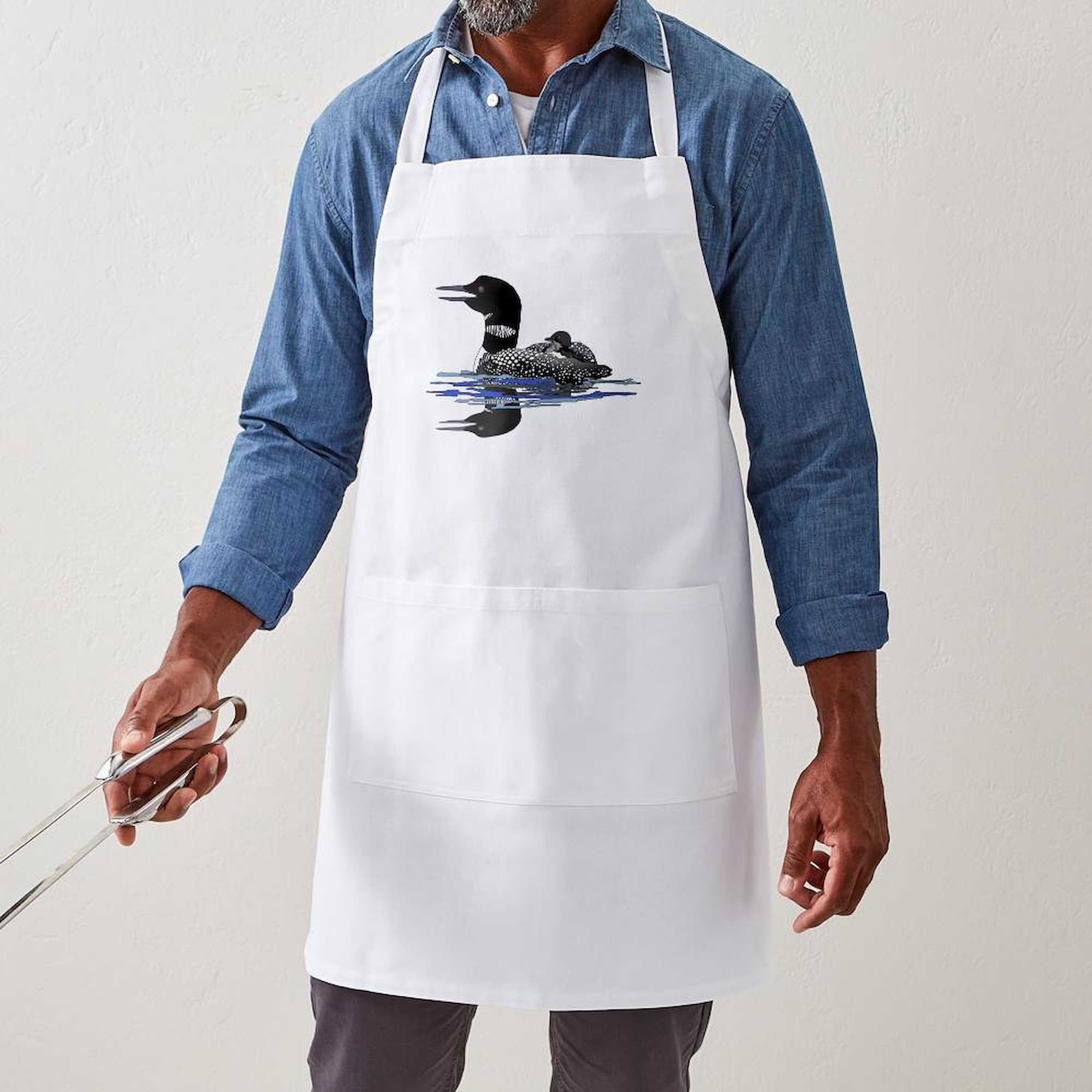 CafePress Calling Loon Kitchen Apron with Pockets - Adjustable BBQ Grilling Apron & Baking Apron for Cooking, Baking, and Outdoor Grilling - Perfect for Chefs, Home Cooks, and Grill Masters
