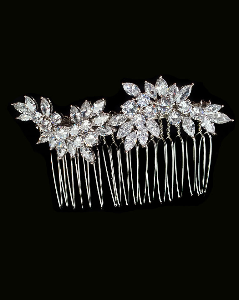 Elegant Bridal Hair Comb with Crystals - Soft & Romantic Side Hair Accessory for Weddings by Stephanie Browne | Perfect for Brides, Prom, and Formal Events