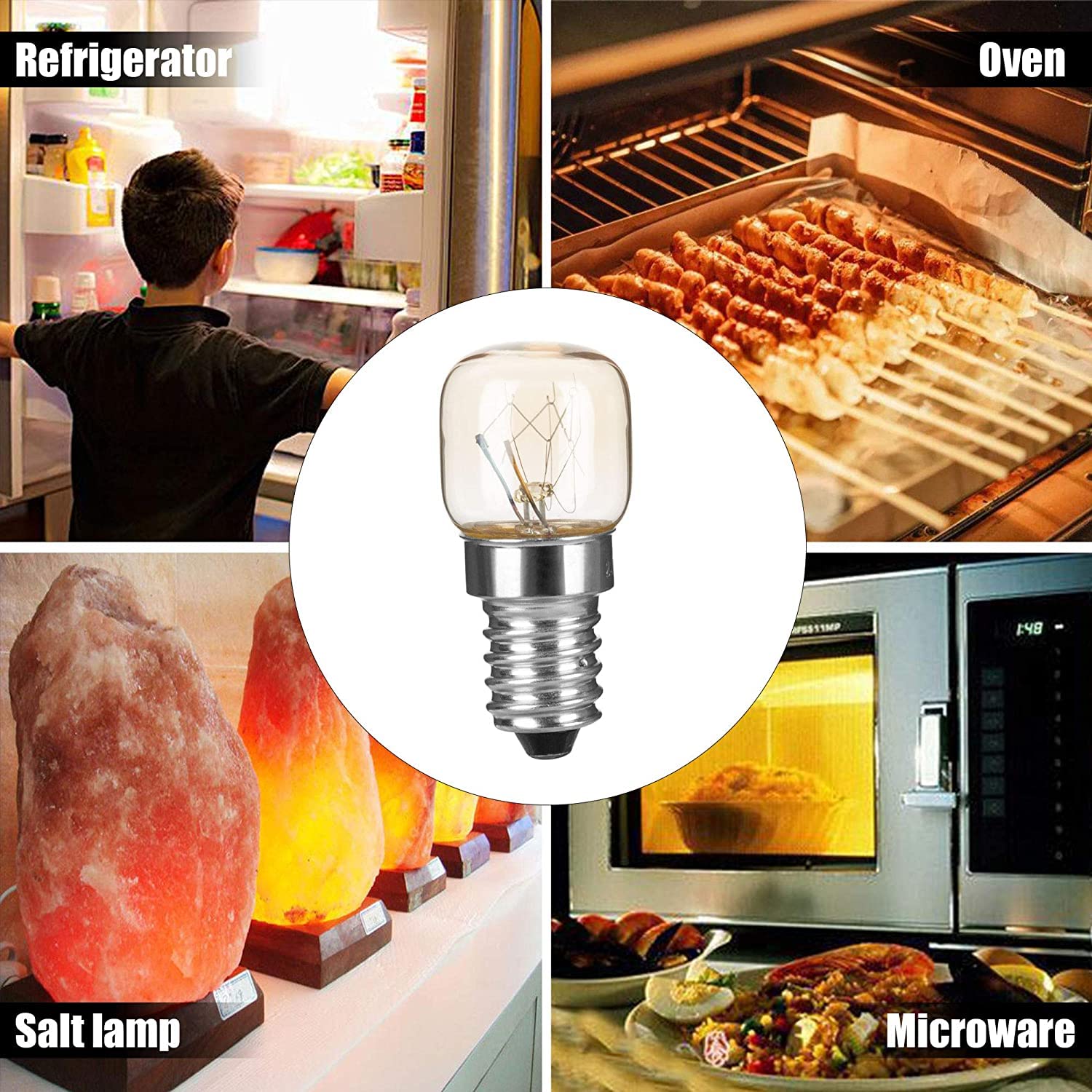 E14 Screw Oven Bulb 15W (Pack of 2) - 300°C Heat Resistant Incandescent Light Bulb for Philips, Neff, AEG, Smeg, Zanussi & Bosch Ovens - 230V Oven Light Replacement - Perfect for Baking, Roasting & Kitchen Appliance Lighting