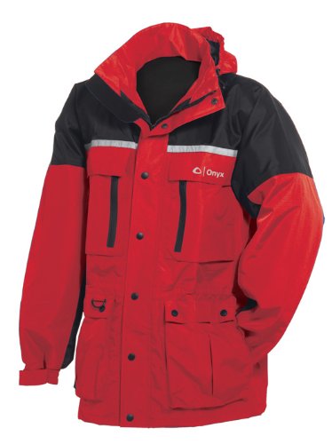 Onyx Arctic Shield X-System Men's Pro-Tech Waterproof Fishing Jacket for Cold Weather - Windproof & Insulated Outdoor Coat (Red/Black) - Ideal for Ice Fishing, Hunting, and Winter Sports