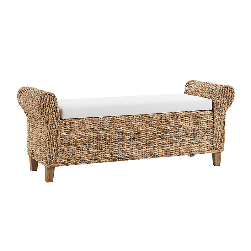 Wilhelm Ratten Storage Bench - Coastal Style Entryway & Living Room Furniture with Hidden Storage | Perfect for Small Spaces, Hallways, and Bedrooms