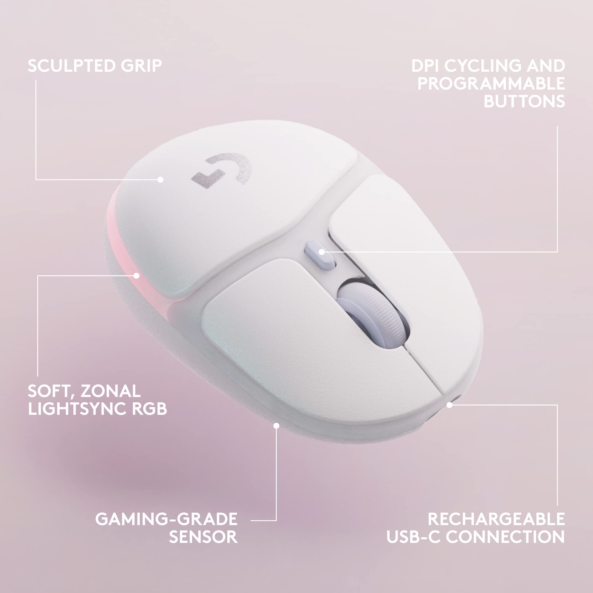 Logitech G735 Wireless Gaming Headset & G705 Mouse Combo - Customizable RGB Lighting, Lightspeed Wireless, Bluetooth - Compatible with PC, Mac, Laptop (White Mist) - Perfect for Esports, Streaming & Home Office Setup