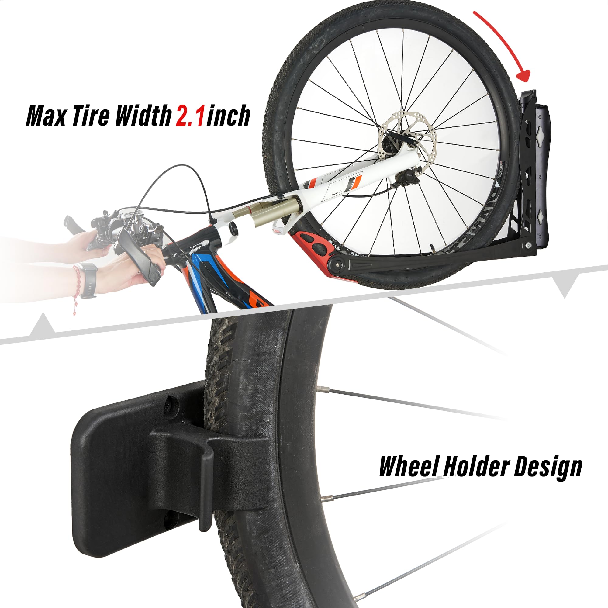 Wall Mounted Bike Rack - Swivel Bike Storage System for Home & Garage - Space Saving 2 Pack Bicycle Holder - Perfect for Small Apartments, Urban Living & Cycling Enthusiasts