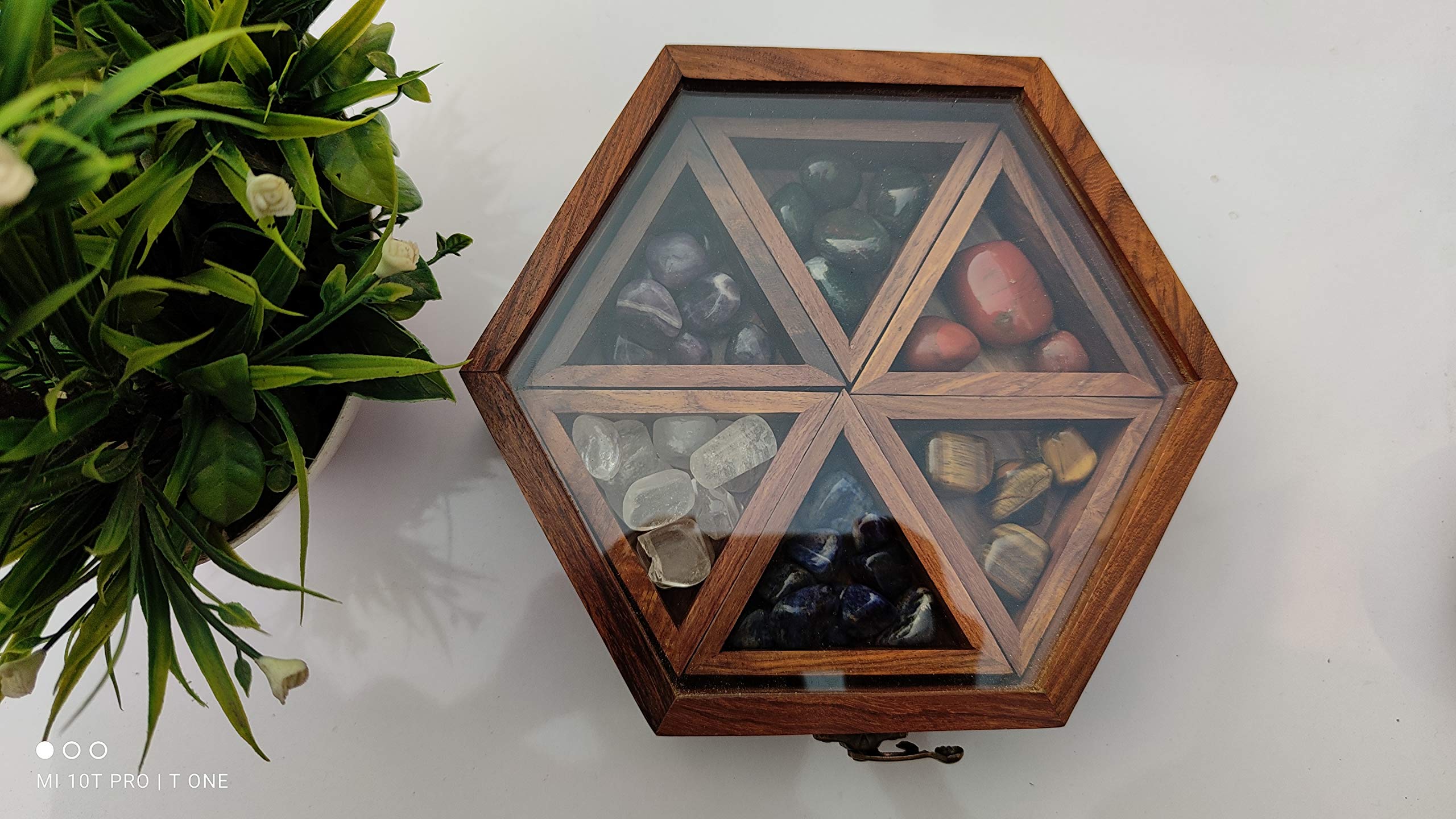 Healing Crystal Wooden Gift Box - Safe Storage for Love Stones, Jewelry & Crystals | Display Organizer Box for Gemstones, Crystals & Jewelry | Perfect for Meditation, Home Decor & Spiritual Healing