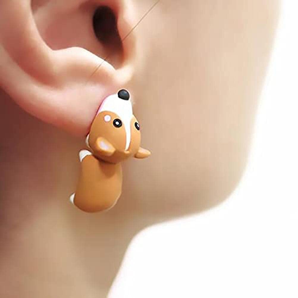 Cute 3D Animal Clay Earrings - Handmade Polymer Animal Stud Earrings for Women & Girls | Fashionable Bite Earring Design for Casual Wear, Parties & Gifts