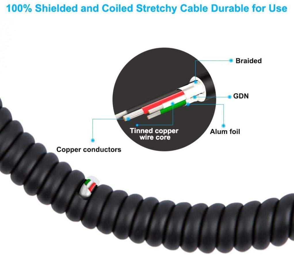 Premium 6ft Coiled USB-C to USB-C Fast Charging Cable for LG V60, V50S, V50 ThinQ 5G - High-Speed Data Sync & Power Delivery - Durable Black Charger Cord for Home, Office & Travel Use