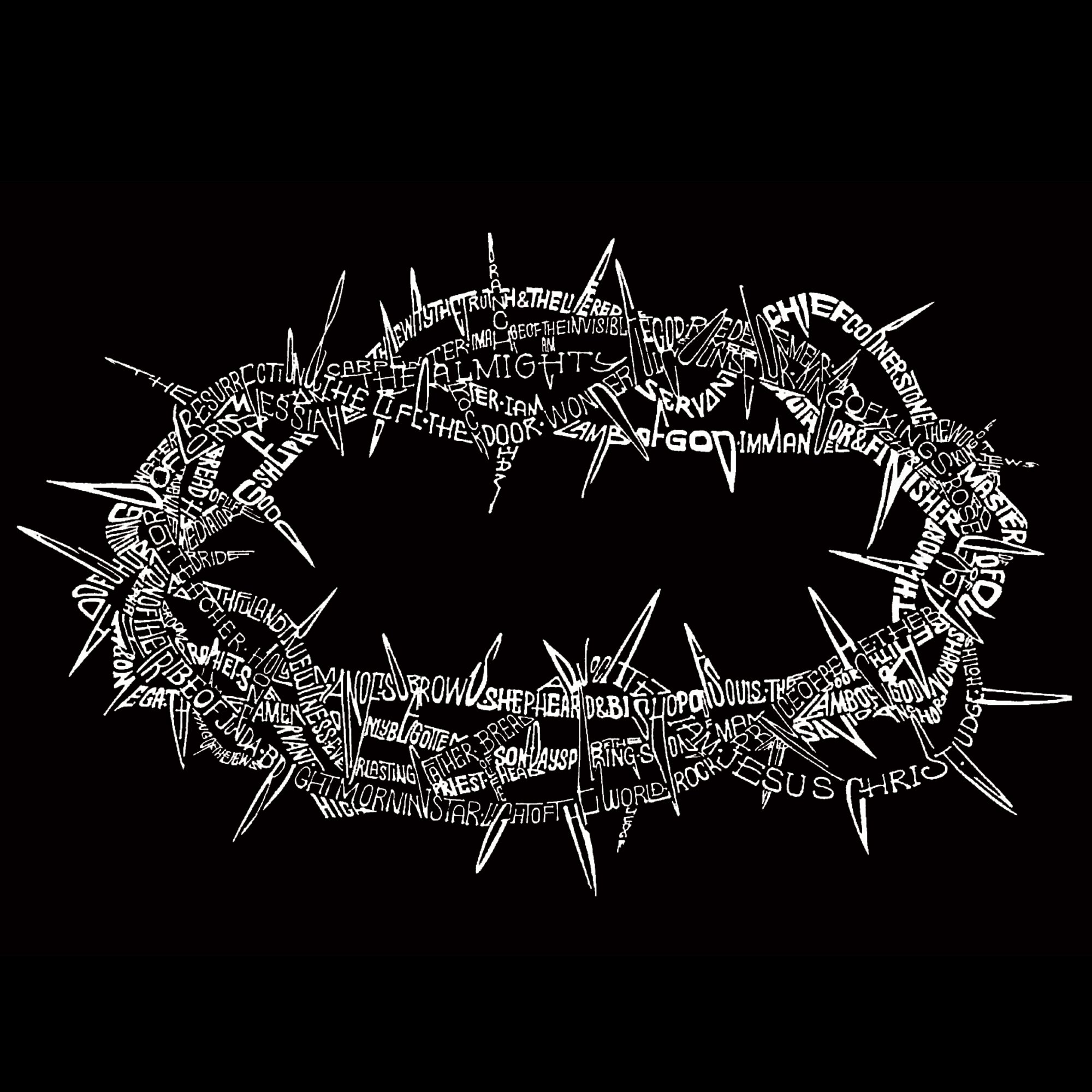 LA POP ART Men's Word Art Hooded Sweatshirt - Crown of Thorns Design | Christian Streetwear for Men | Casual Church Outfit & Urban Fashion Statement