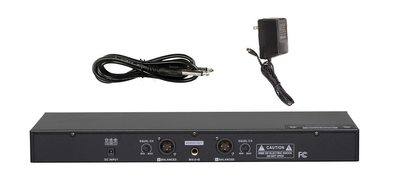 GTD Audio 2x100 Channel UHF Wireless Microphone System with Handheld & Lavalier Mics - Professional Karaoke, Public Speaking, Church & Stage Performances (Model 622HL)