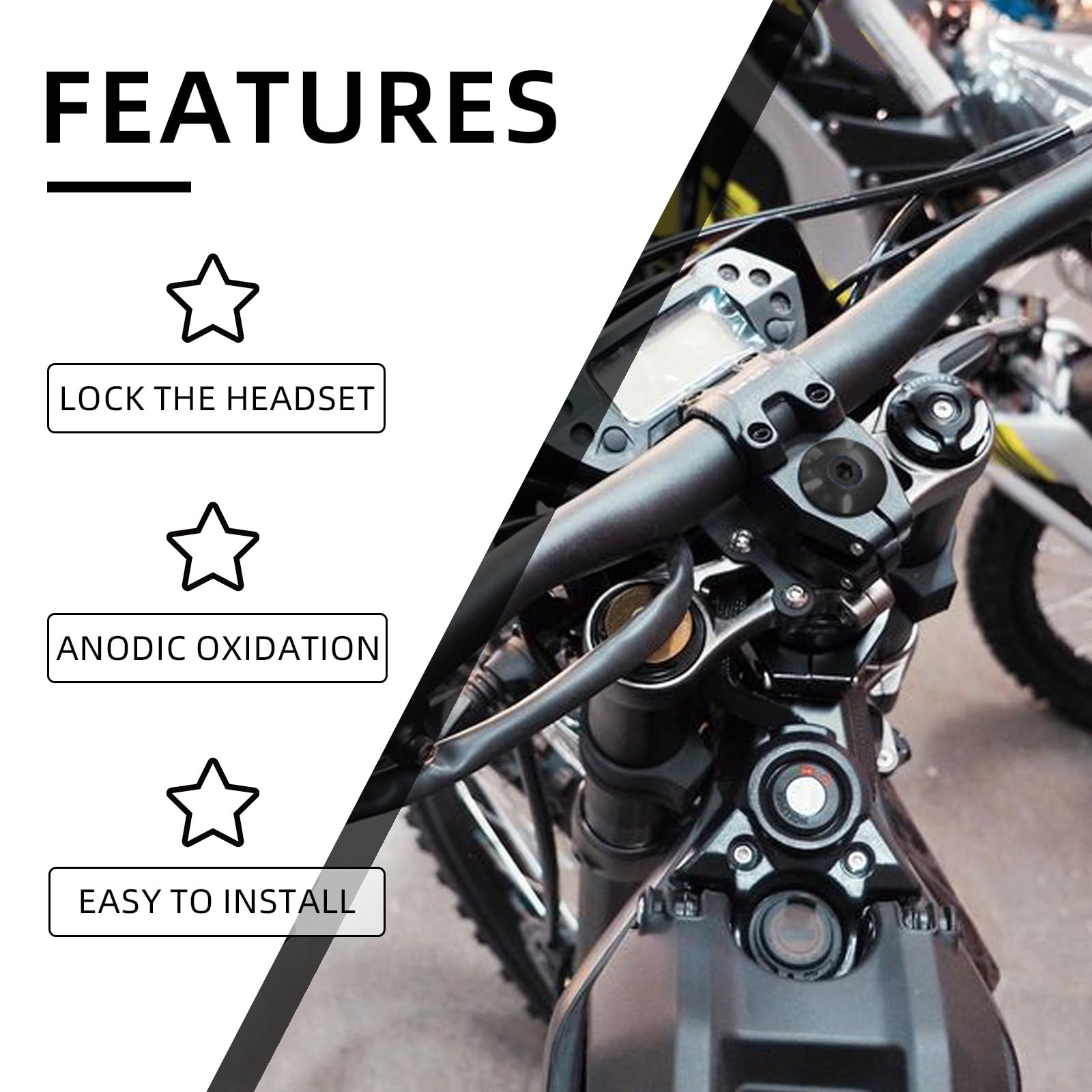 Premium Ebike Stem Lock & Headset Spacer Kit - Handlebar Stem Top Cap Base with Extended Nut for Surron Light Bee/Talaria MX3/E Ride Pro SS/79Bike/X260 - Black | Secure Bike Components for Off-Road & Urban Cycling