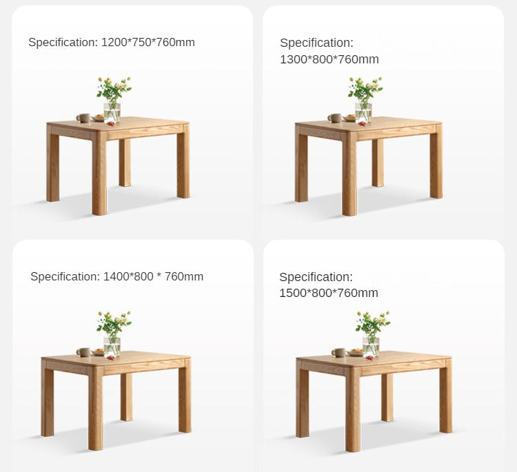 Solid Oak & Ash Wood Long Dining Table - Rustic Farmhouse Style for 6-8 People - Perfect for Family Gatherings & Dinner Parties