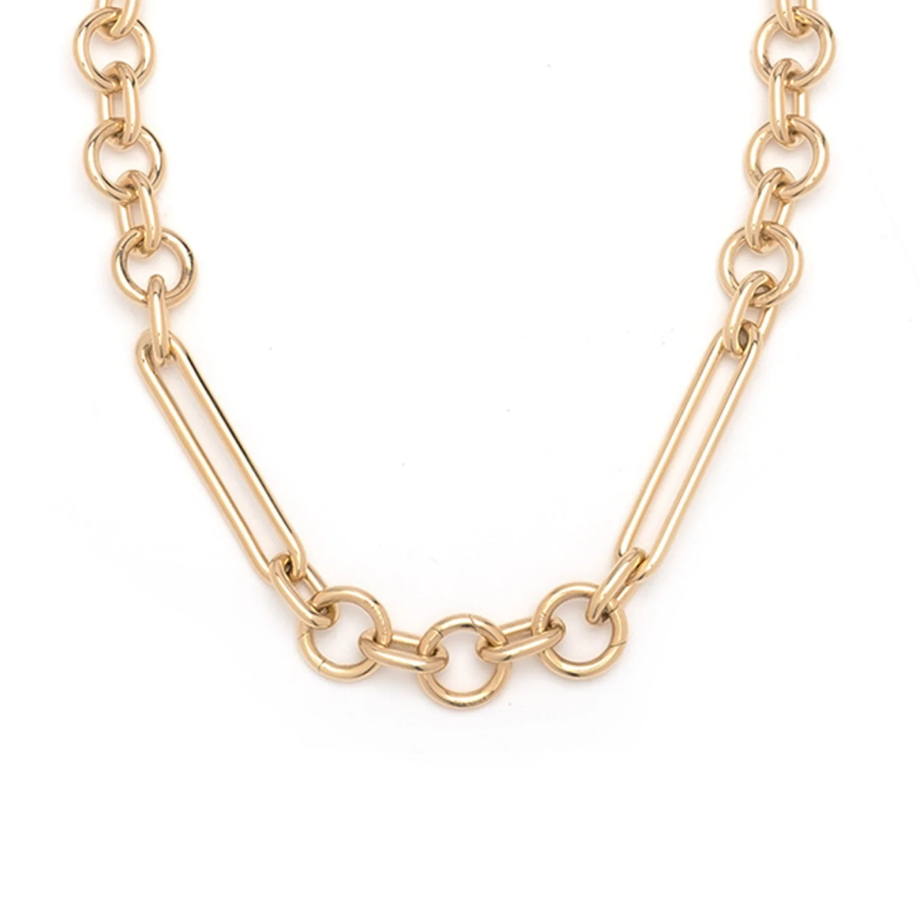 Stylish Oversized Mixed Clip Chain Necklace - Trendy Layered Statement Jewelry for Women - Perfect for Parties, Date Nights & Everyday Fashion